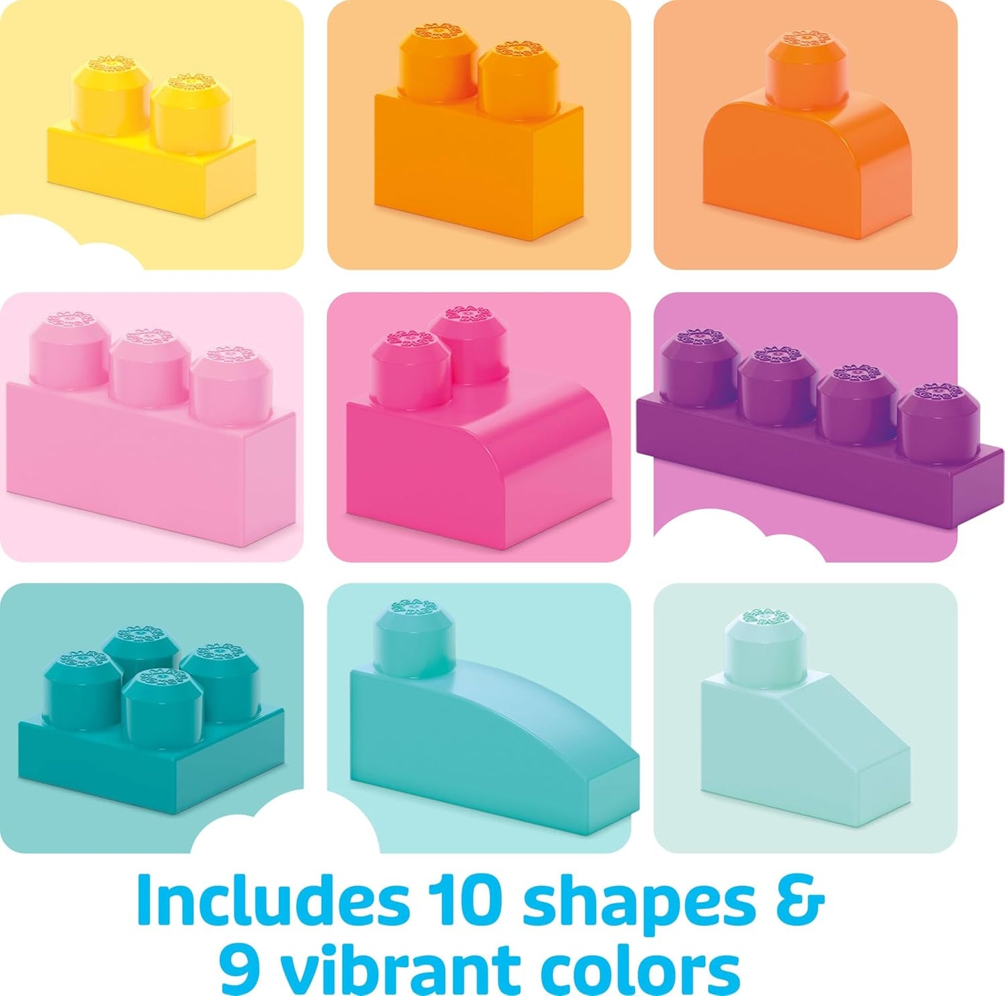 MEGA BLOKS First Builders Toddler Blocks Toys Set, Big Building Bag with 80 Pieces and Storage, Blue, Ages 1+ Years