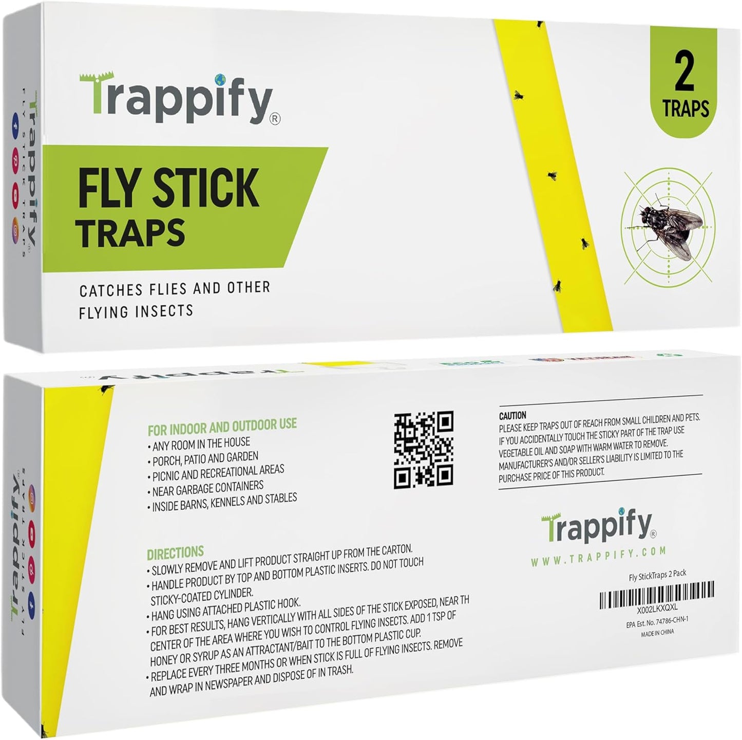 Trappify Hanging Fly Traps Outdoor: Fruit Fly Traps for Indoors | Fly Catcher, Gnat, Mosquito, & Flying Insect Catchers for Inside Home - Disposable Sticky Fly Trap for Indoor House Pest Control (2)