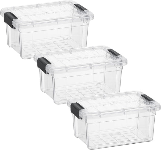 Superio Storage Bins with Lids- 3 Pack, 1.85 Qt Clear Boxes for Organizing, Stackable Plastic Containers- BPA Free, Non-Toxic, Odor Free, Organizer for Home, Office, Dorm - PuriLite