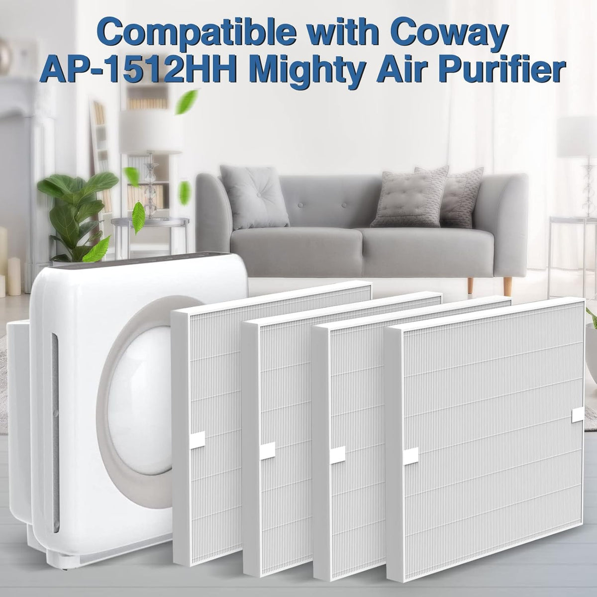 AP-1512HH Air Purifier Replacement Filter Set for Coway Airmega AP-1512HH and and Airmega 200M air Purifier, 2 HEPA and 6 Carbon Filters Compared to Part #3304899 - PuriLite