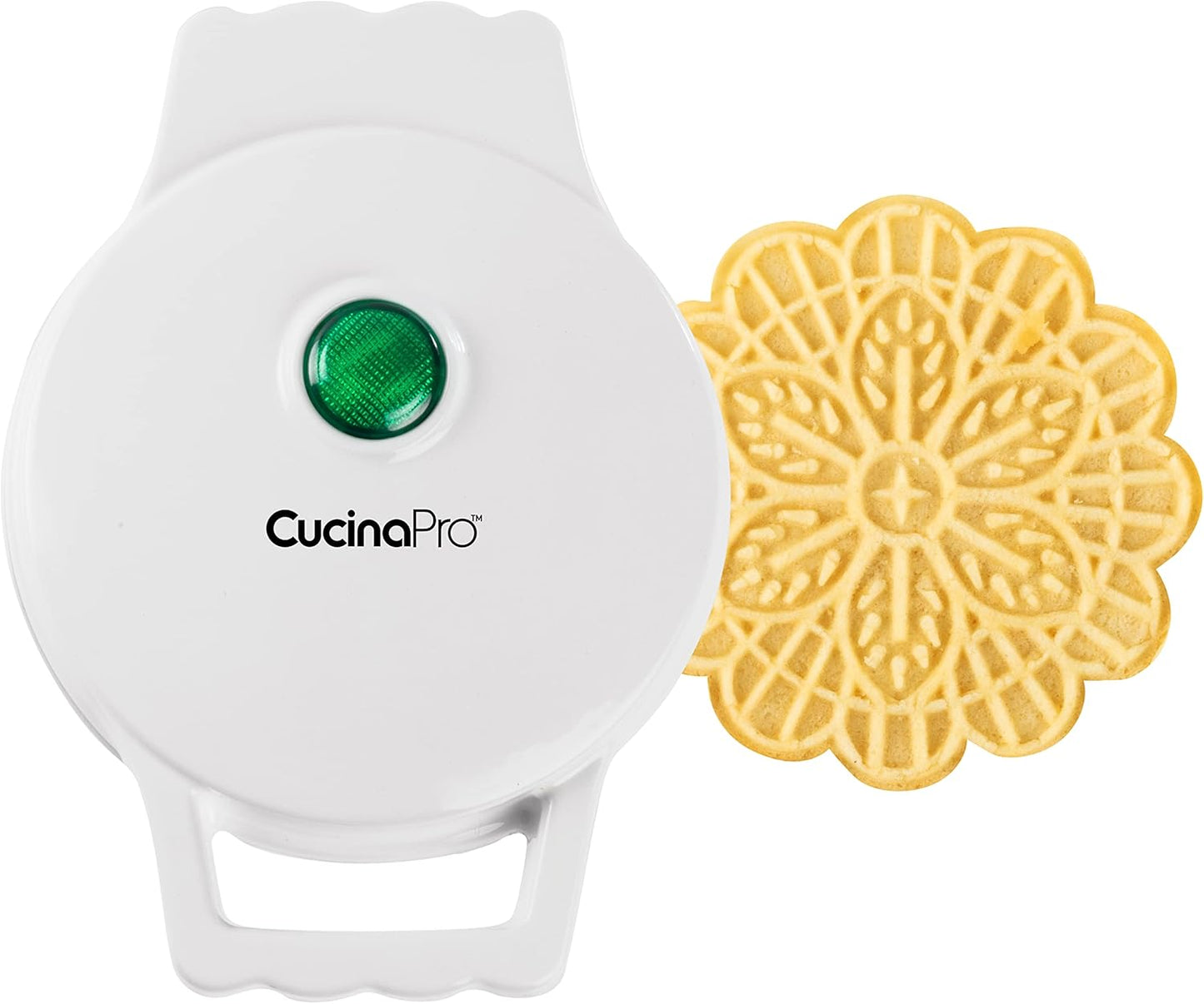 Mini Electric Pizzelle Maker- Makes 1 Personal Tiny Sized 4" Traditional Italian Waffle in Minutes- Nonstick Iron Press w Recipe Guide - Unique Dessert Cookie Treat or Housewarming Baking Gift for Her