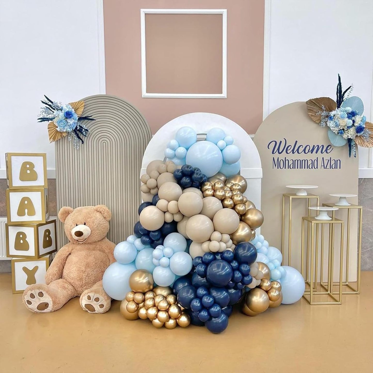 Gold Metallic Chrome Latex Balloon Arch Kit, 102PCS 18In 12In 10In 5In Arch Garland For Festival Picnic, Engagement, Wedding, Birthday Party, Gold Theme Anniversary Decoration With 33FT Ribbon