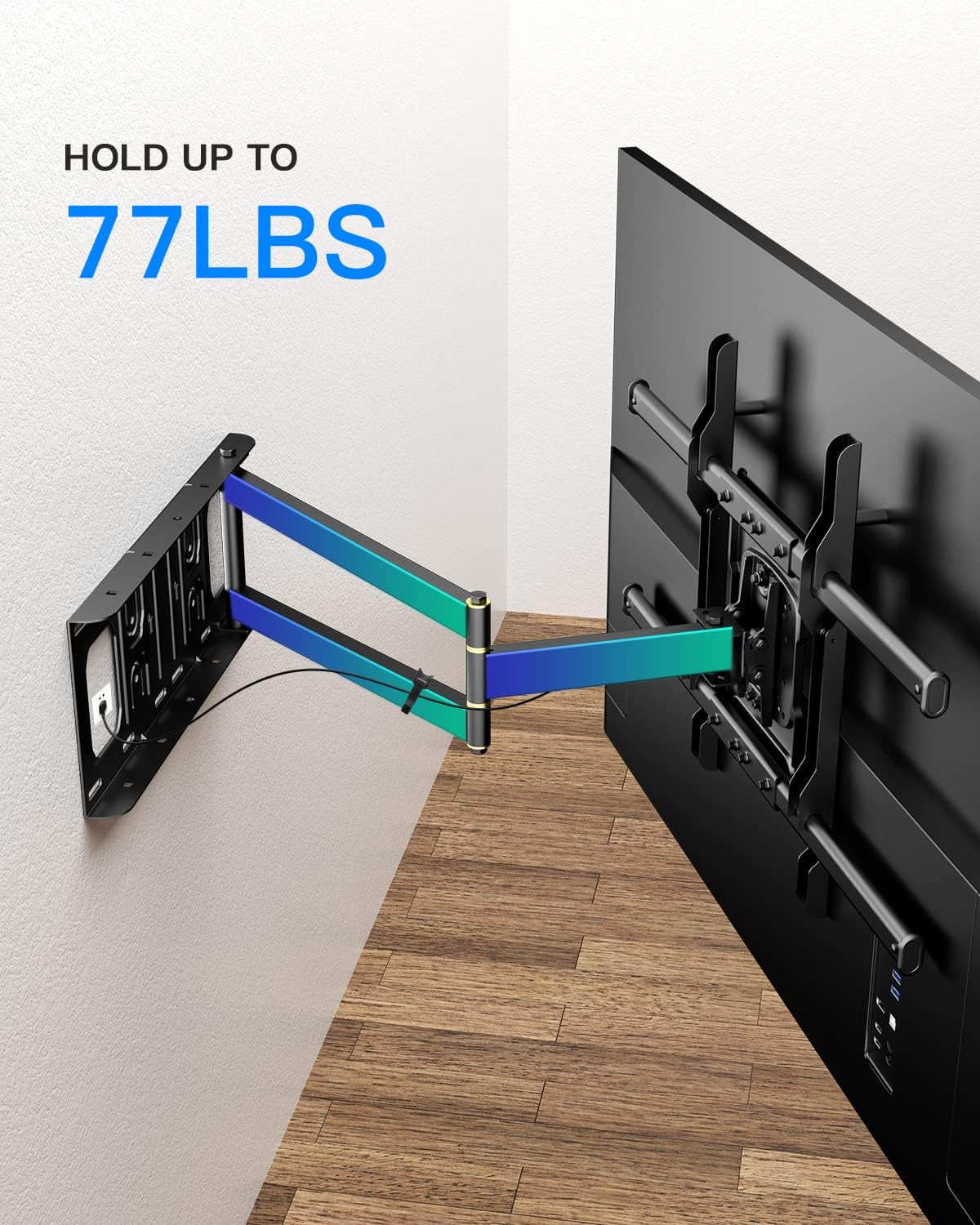 Corner TV Wall Mount,Long Arm TV Mount with 25.6 inch Extension,Full Motion TV Mount Swivel and Tilt Heavy Duty,90 Degree TV Wall Mount,Fit 32-70''TV, Load 77lbs,Max VESA 600x400mm by WHYFONE