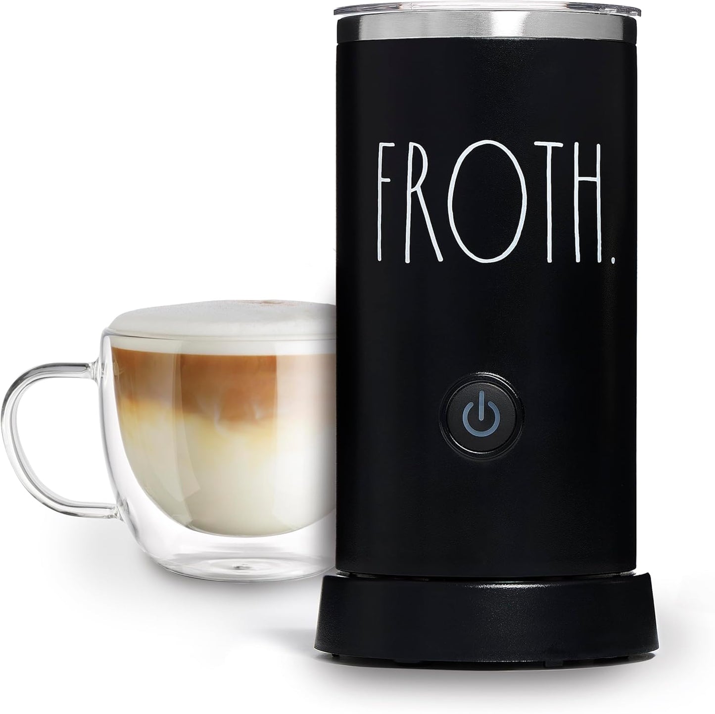 Rae Dunn - Electric Milk Frother - Elegant Automatic Milk Steamer and Frother, Milk Warmer, Hot and Cold Frothing Machine for Coffee, Latte, Cappuccino, Macchiato,