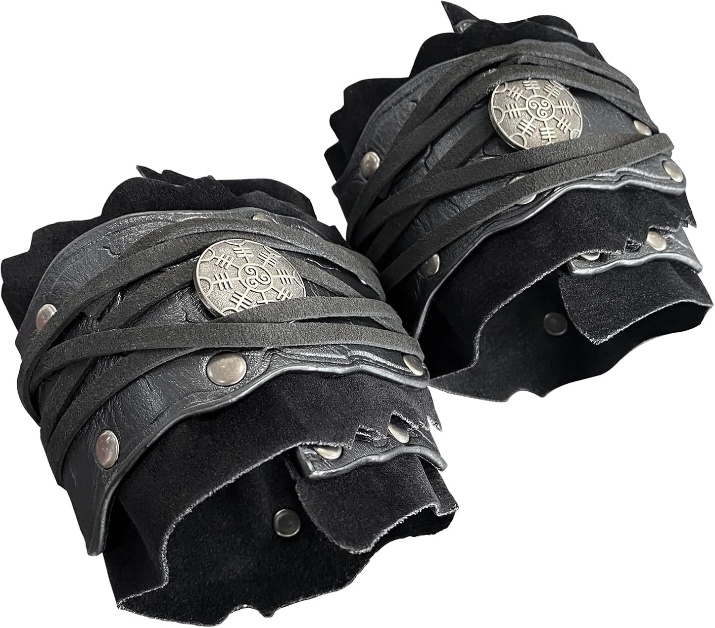 HiiFeuer Medieval Suede Arm Wraps, Renaissance Artificial Fur Bracers, Viking Wrist Band Archery Arm Guards Knight Gauntlets