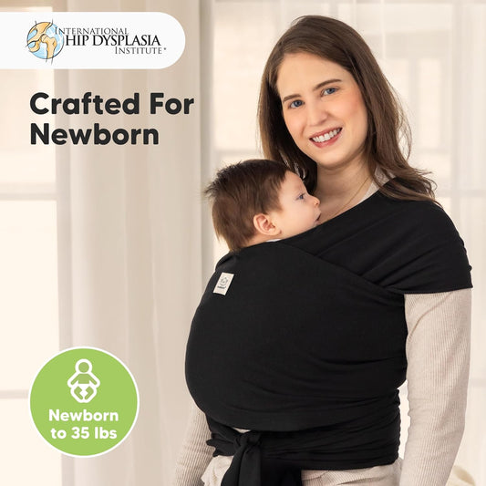 KeaBabies Baby Wrap Carrier - All in 1 Original Baby Carrier Newborn To Toddler Sling, Easy to Wear, Hands Free Bonding, Lightweight, Breathable Infant Wraps (Trendy Black) - PuriLite