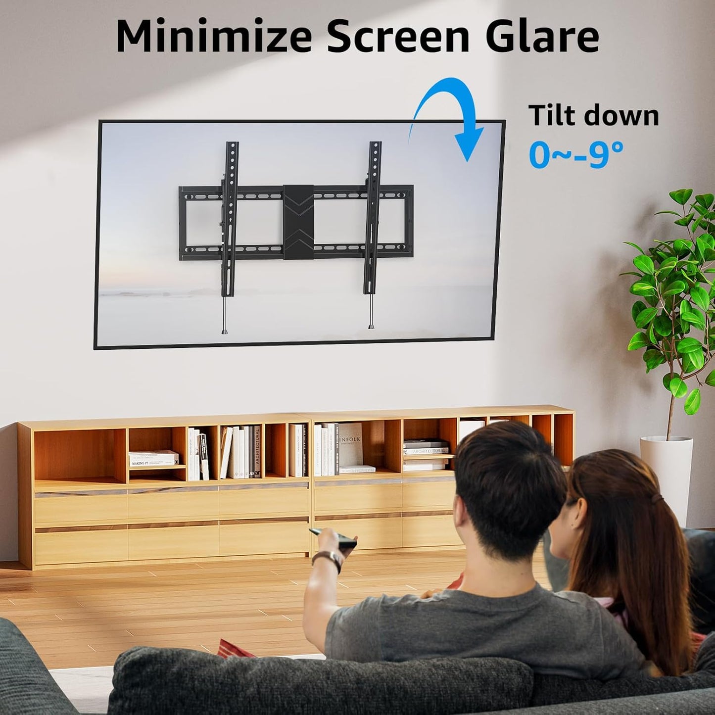 MOUNTUP UL Listed TV Wall Mount, Tilting TV Bracket for Most 26-60 Inch LED LCD OLED Flat/Curved TVs, Low Profile TV Mount Save Spacing - Fits 12" to 16" Stud, Max VESA 400x400mm up to 99 LBS, MU0007
