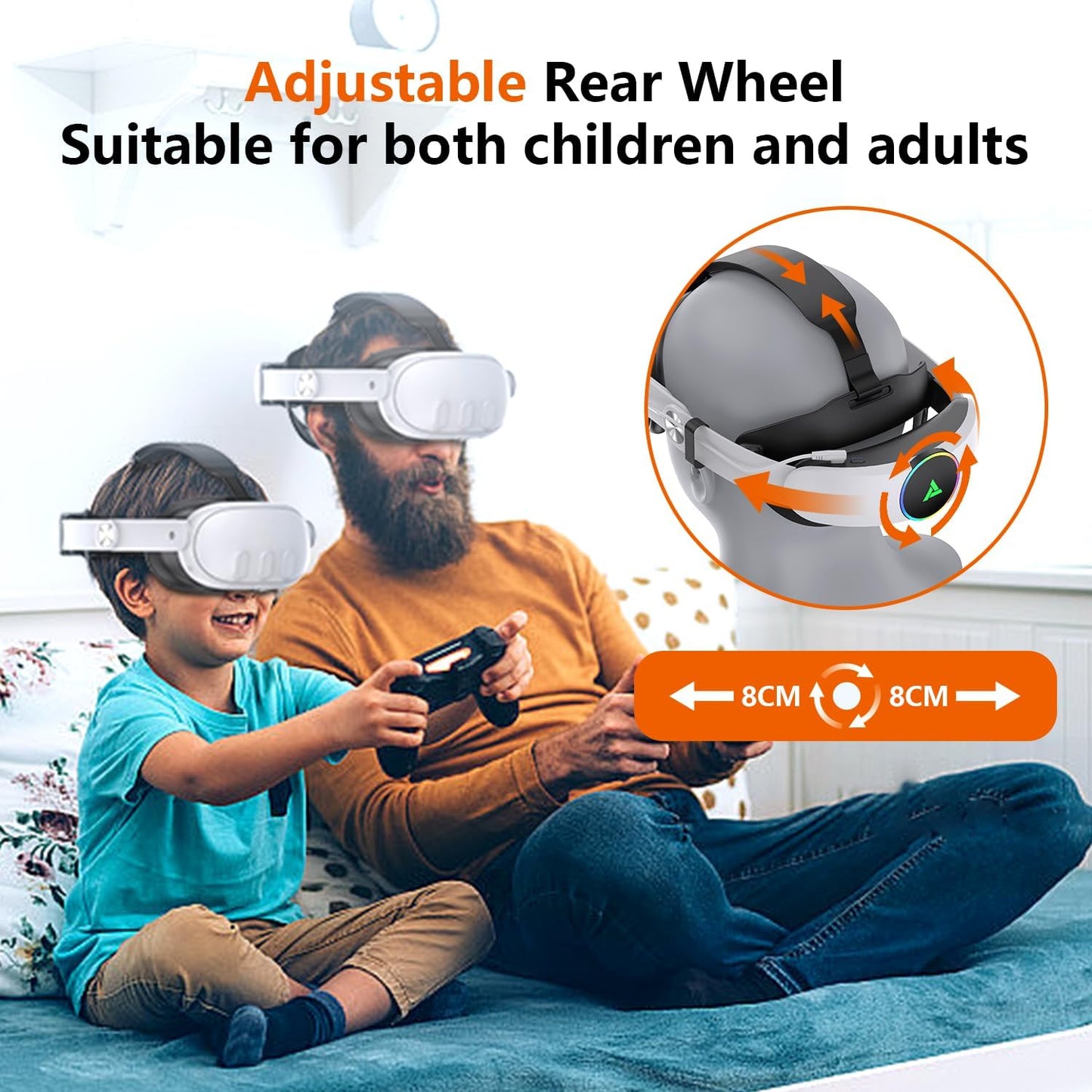 Foscomax RGB VR Headset for Oculus/Meta Quest 3/3S Head Strap with 10000mAh Battery, Rechargeable Elite Strap Extend 4-6H Playtime and Adjustable for VR Headset Compatible with Quest 3/3S Accessories