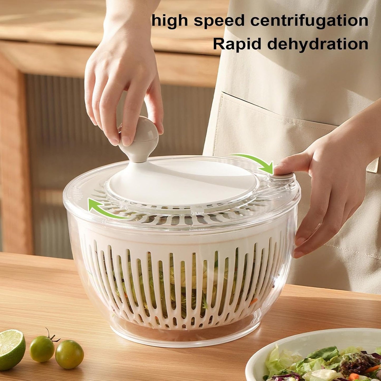 Salad Dryer,Lettuce Washer and Spinner 4.5L | Bowl Basket Container Strainer with Non-Slip Base for Vegetable Fruit Cleaning Storage Kitchen Refrigerator