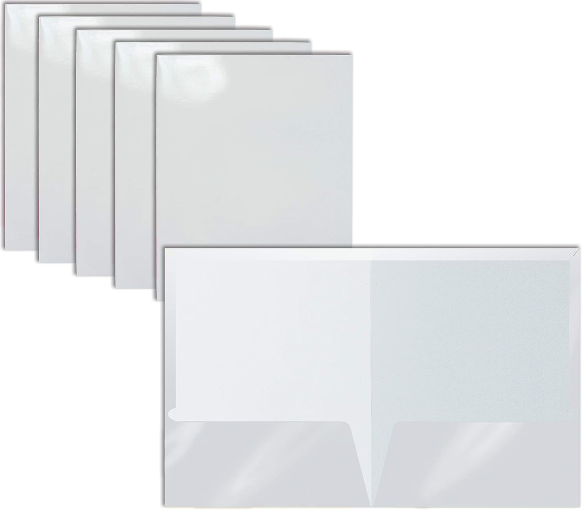 Better Office Products Lot de 25 chemises en papier blanc laminé brillant à 2 poches, format lettre, porte-documents en papier blanc, boîte de 25