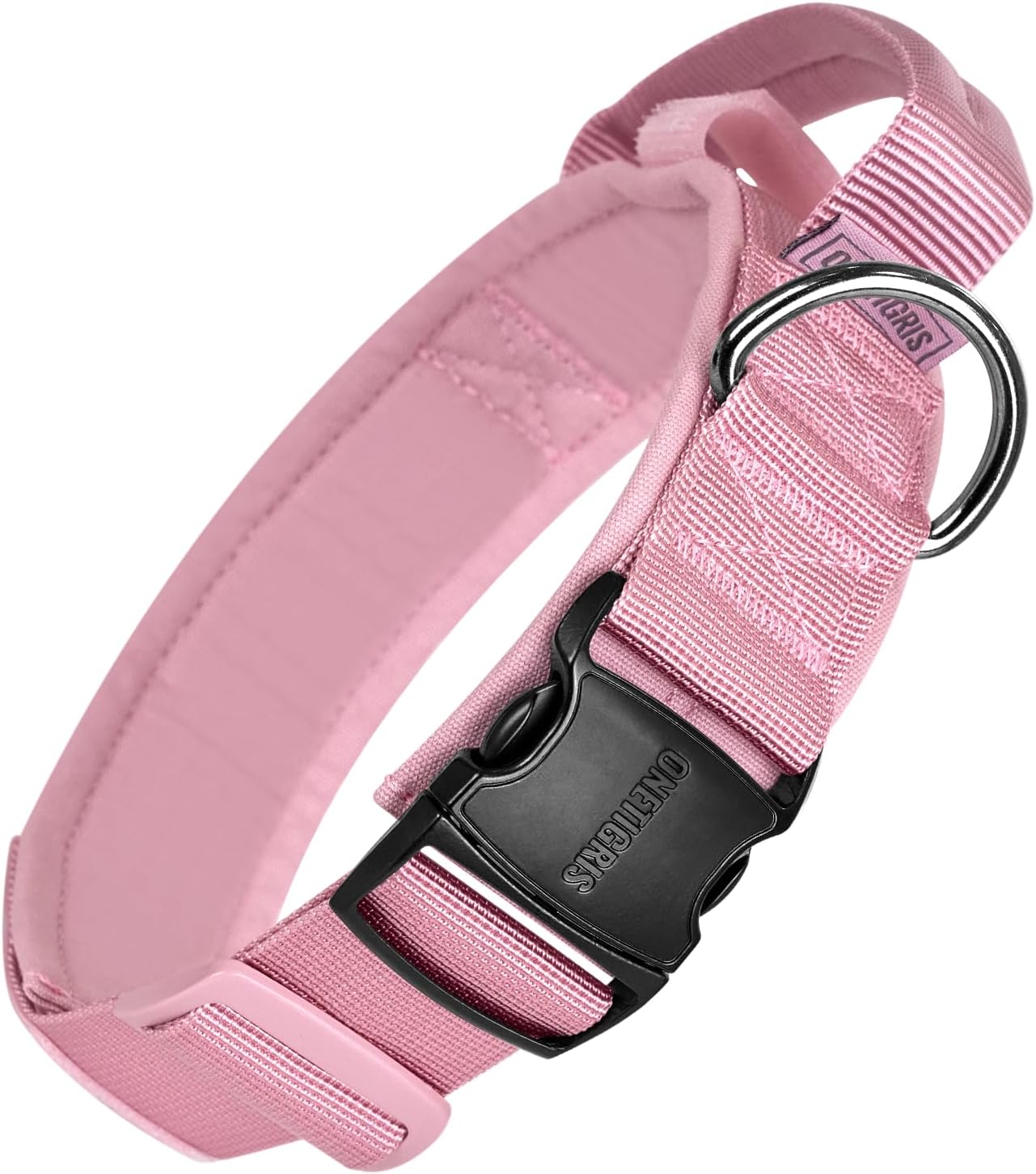 OneTigris Tactical Dog Collars with Handle,Military Dog Collar for Large Dog,Adjustable Nylon Collar German Shepherd Collar with Heavy Duty Metal Buckle for Dog Training and Walking (M, Orange)