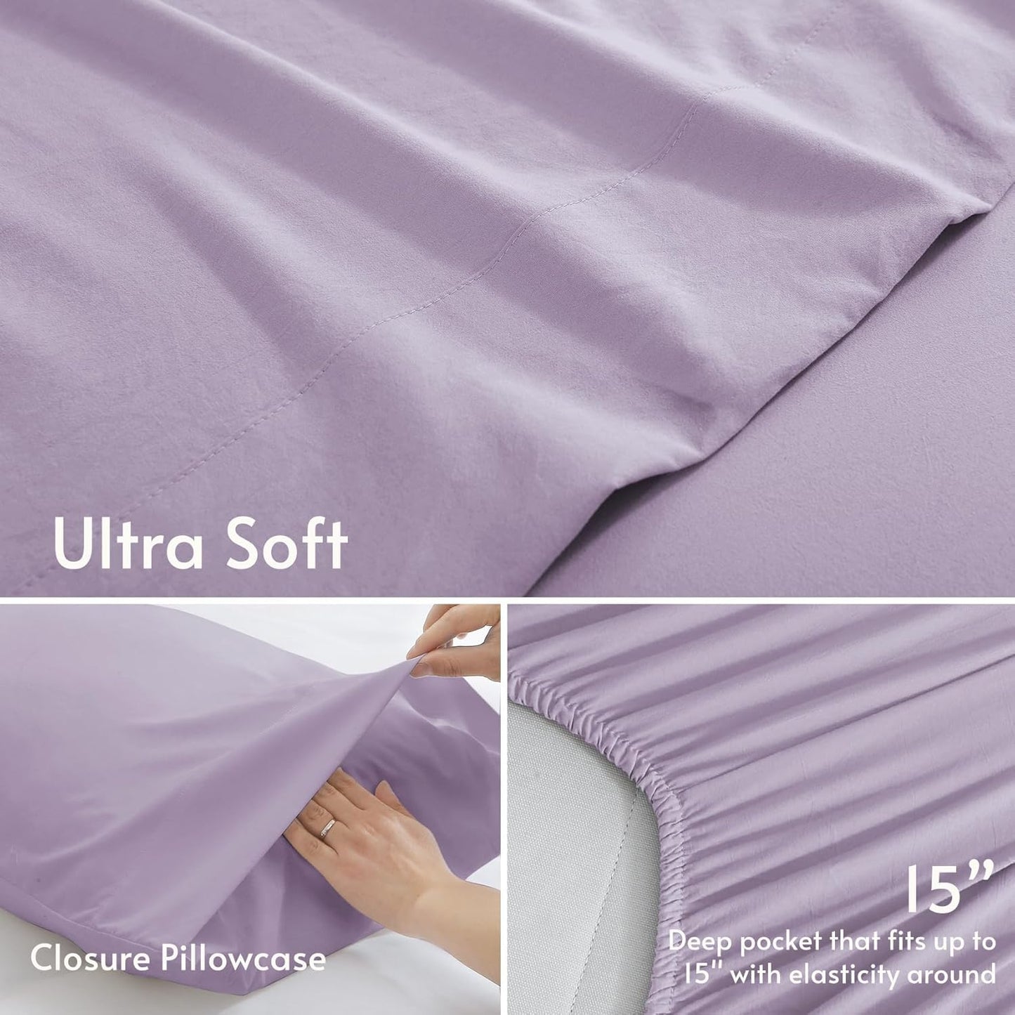 JOLLYVOGUE Queen Size Bed Sheet Set - 4 Piece Bed Sheets Set with Deep Pocket - Soft Breathable & Cooling - Resists Shrinkage & Fading Draps Queen - Easy Care (Dark Grey)