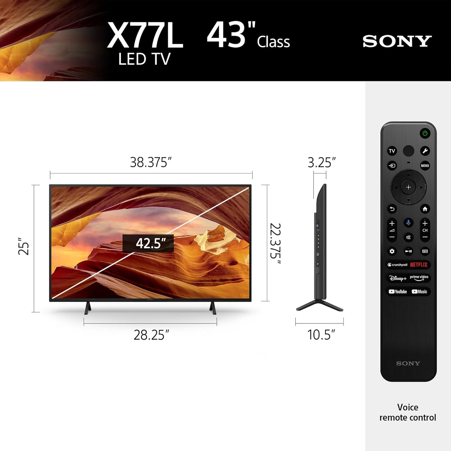 Sony 65 inch X77L LED 4K Ultra HD HDR Smart Google TV with Google Assistant and Exclusive Features for PlayStation 5 (KD65X77L) - 2023 Model
