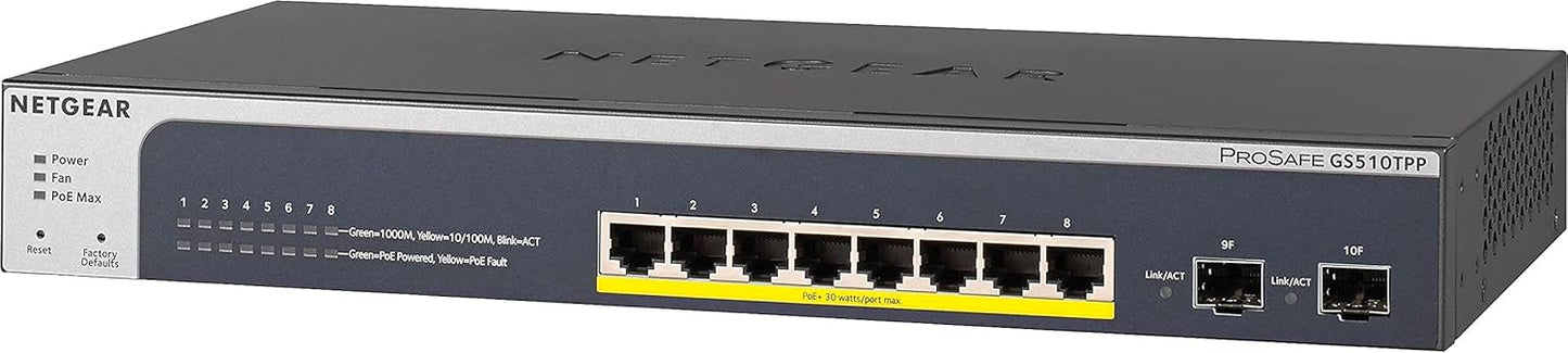 NETGEAR 26-Port PoE Gigabit Ethernet Smart Switch (GS724TP) - Managed, 24 x 1G, 24 x PoE+ @ 190W, 2 x 1G SFP, Optional Insight Cloud Management, Desktop or Rackmount, and Limited Lifetime Protection