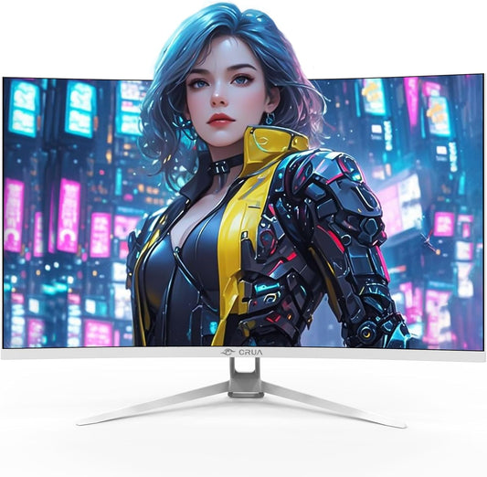 CRUA 32'' Curved Gaming Monitor, 160Hz/144Hz 4K UHD(3840 * 2160P) White Computer Monitor, 1500R VA Screen, Supports Freesync, 120% sRGB, Built-in Speakers, RGB Lighting, Wall Mountable,HDMI 2.1&DP 1.4 - PuriLite