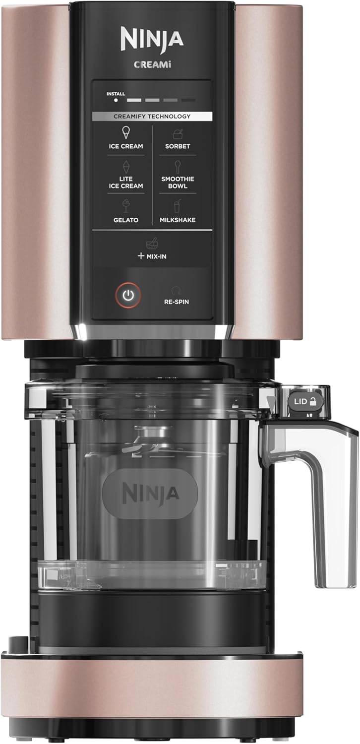 Ninja NC301 CREAMi Ice Cream Maker, for Gelato, Mix-ins, Milkshakes, Sorbet, Smoothie Bowls & More, 7 One-Touch Programs, with (2) Pint Containers & Lids, Compact Size, Perfect for Kids, Silver