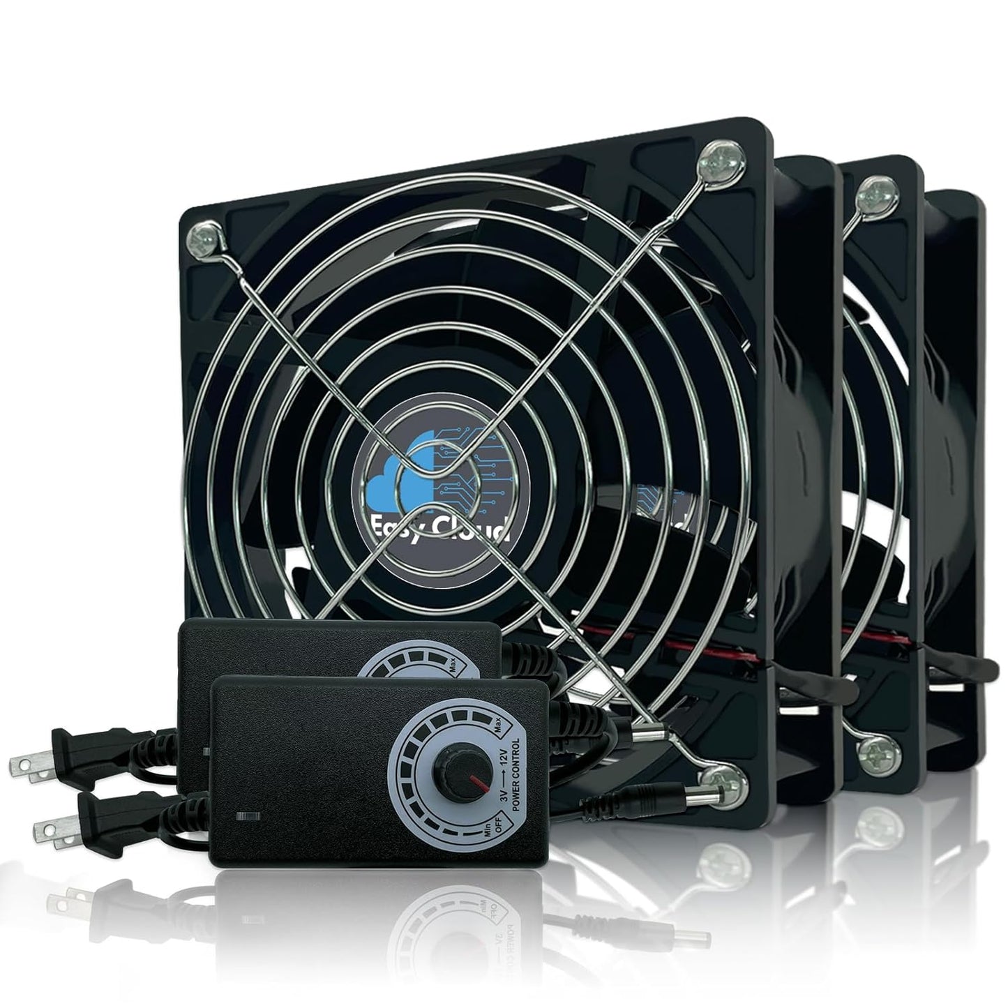 Easy Cloud 120mm USB Fan, USB Computer Fan with 3 Speeds Controller Small PC Cooling Fans for Cabinet Case Server TV Receiver Router DVR Xbox Cooler, 2Pcs
