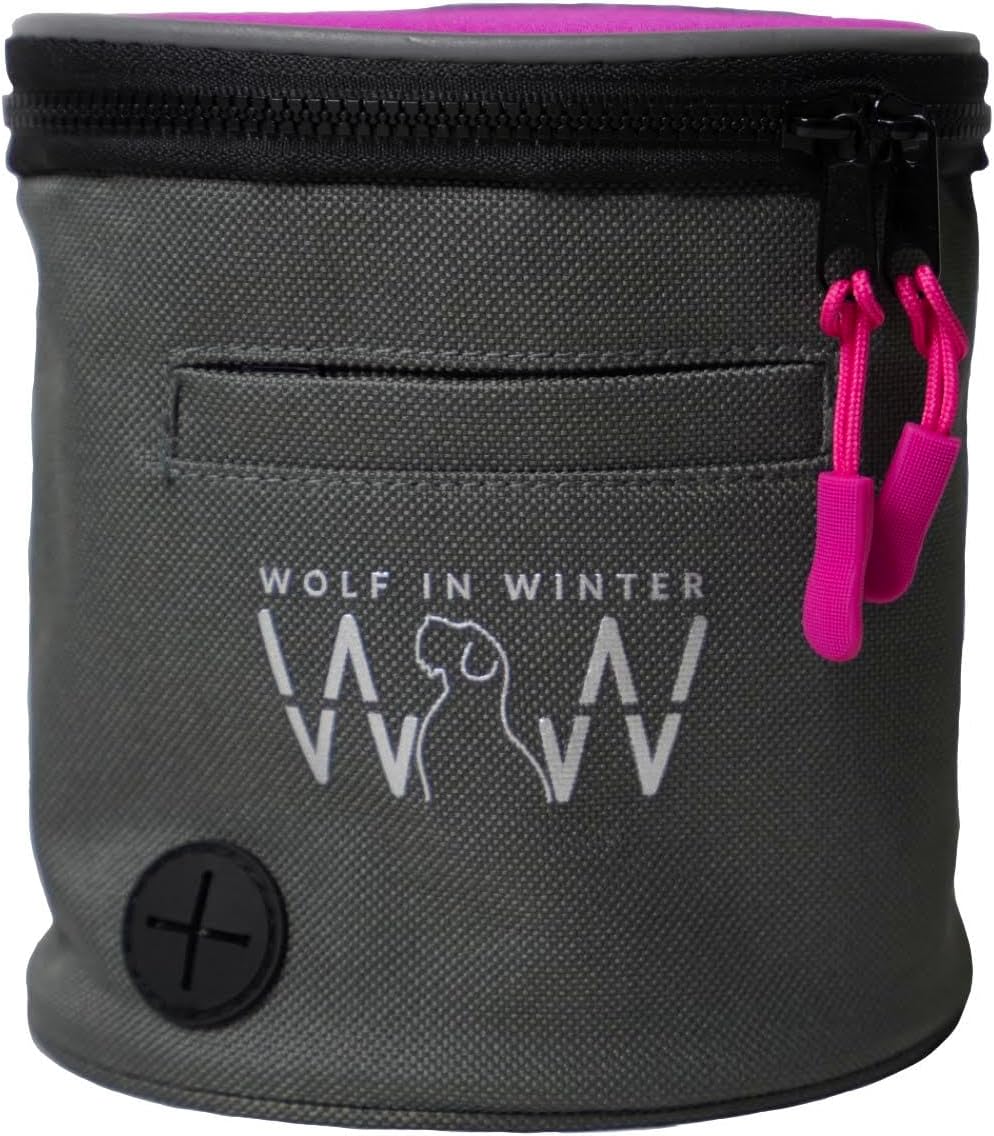 Wolf in Winter Quickdraw XL Dog Treat Pouch Bag for Training with Waste Bag Holder Phone Pocket and Belt Clip – Dog Accessories for Walking Hiking and Puppy Essentials – (Raspberry)