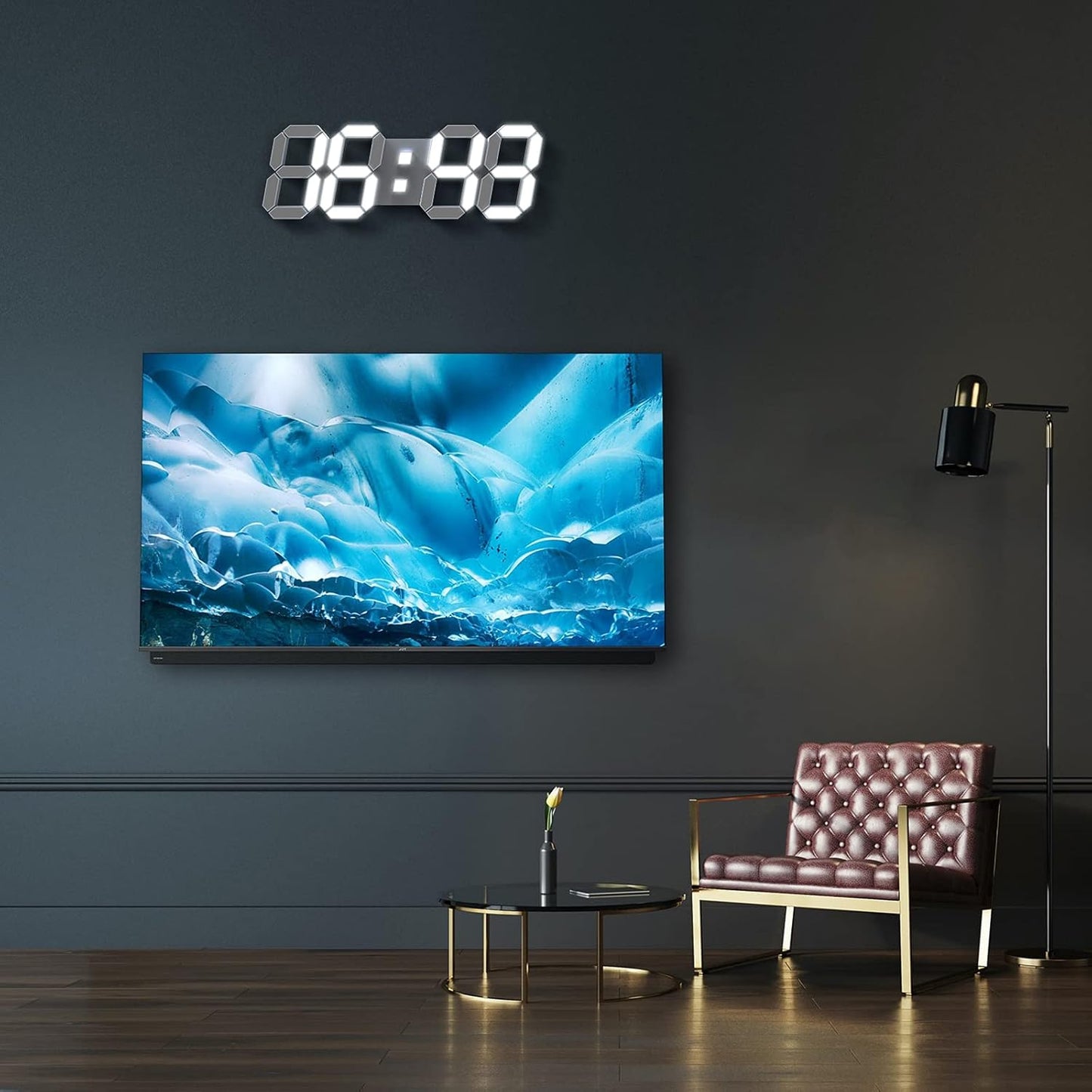 EDUP HOME 3D LED Wall Clock Desk Alarm Clock 7 Colors 9.7" with Remote Control, Digital Alarm Clock Adjustable Brightness Timer 12/24 Hr Time/Date/Temperature for Kid Bedroom/Kitchen/Office