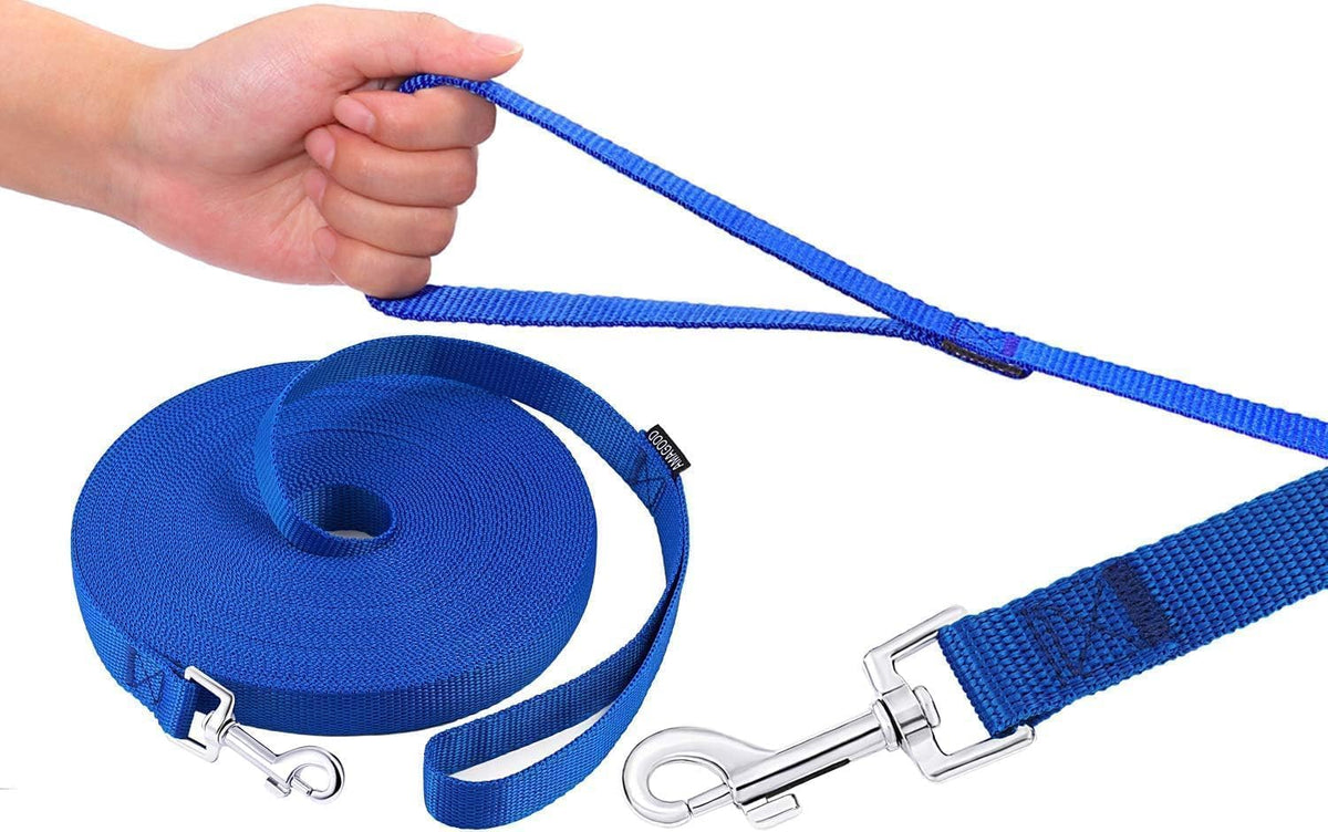 AMAGOOD Dog/Puppy Obedience Recall Training Agility Lead-15 ft 20 ft 30 ft 50 ft Long Leash-for Dog Training,Tie Out,Play,Safety,Camping (15 feet, Black) - PuriLite