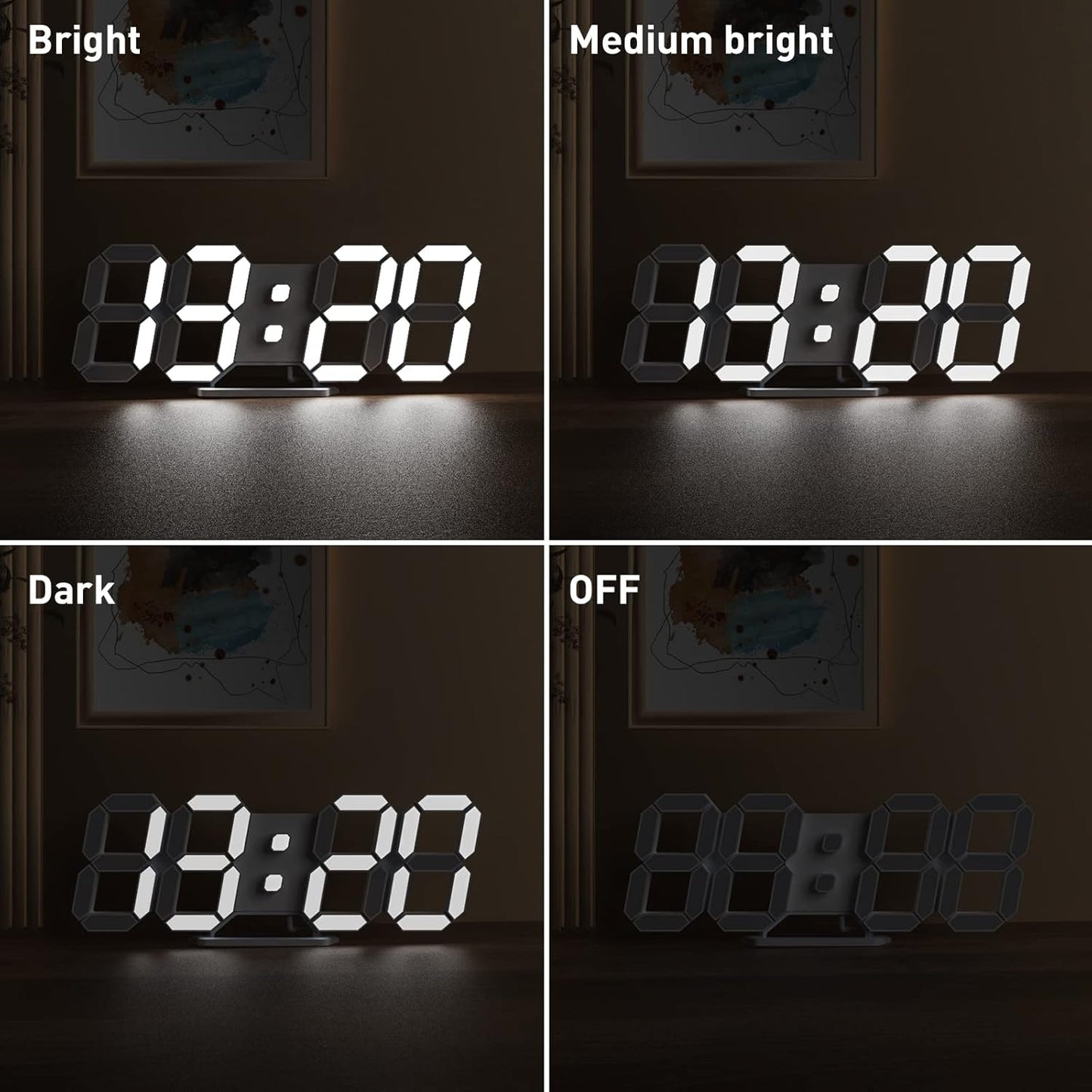 EDUP HOME 3D LED Wall Clock Desk Alarm Clock 7 Colors 9.7" with Remote Control, Digital Alarm Clock Adjustable Brightness Timer 12/24 Hr Time/Date/Temperature for Kid Bedroom/Kitchen/Office
