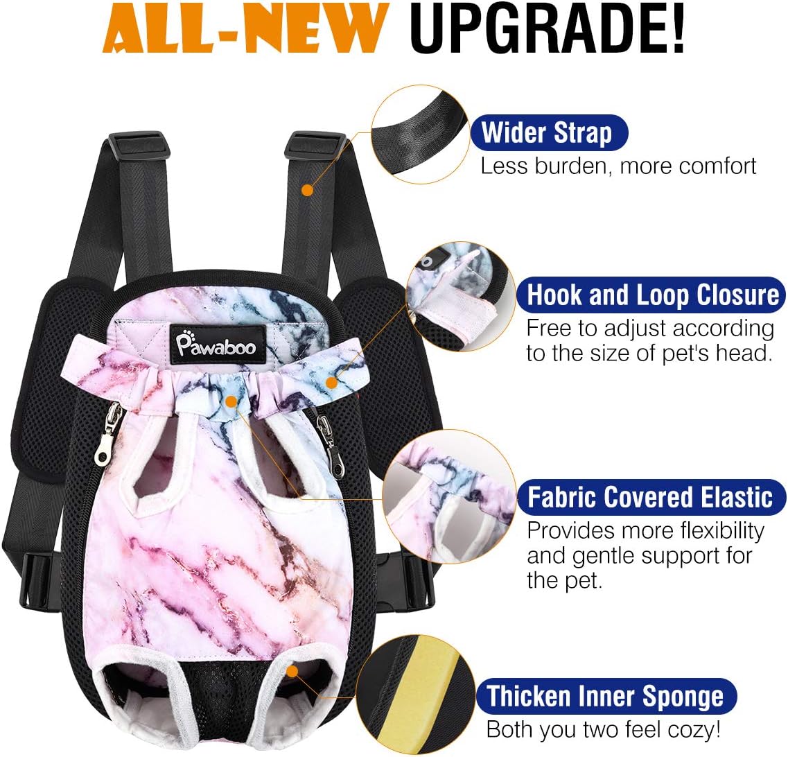 Pawaboo Pet Carrier Backpack, Adjustable Pet Front Cat Dog Carrier Backpack Travel Bag, Legs Out, Easy-Fit for Traveling Hiking Camping for Small Medium Dogs Cats Puppies, Medium, Black