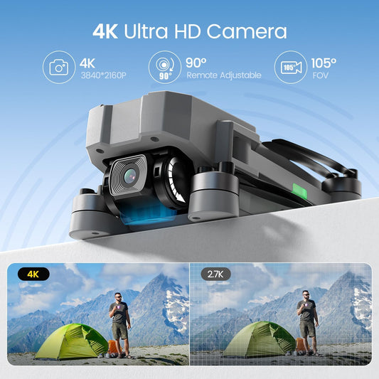 Holy Stone HS440G Drones for Adults with Cameras 4k, Under 250g, FPV RC Quadcopter with Brushless Motors, 5GHz Transmission, Auto Return, Follow Me, Waypoints, Foldable Camera Drone Lightweight