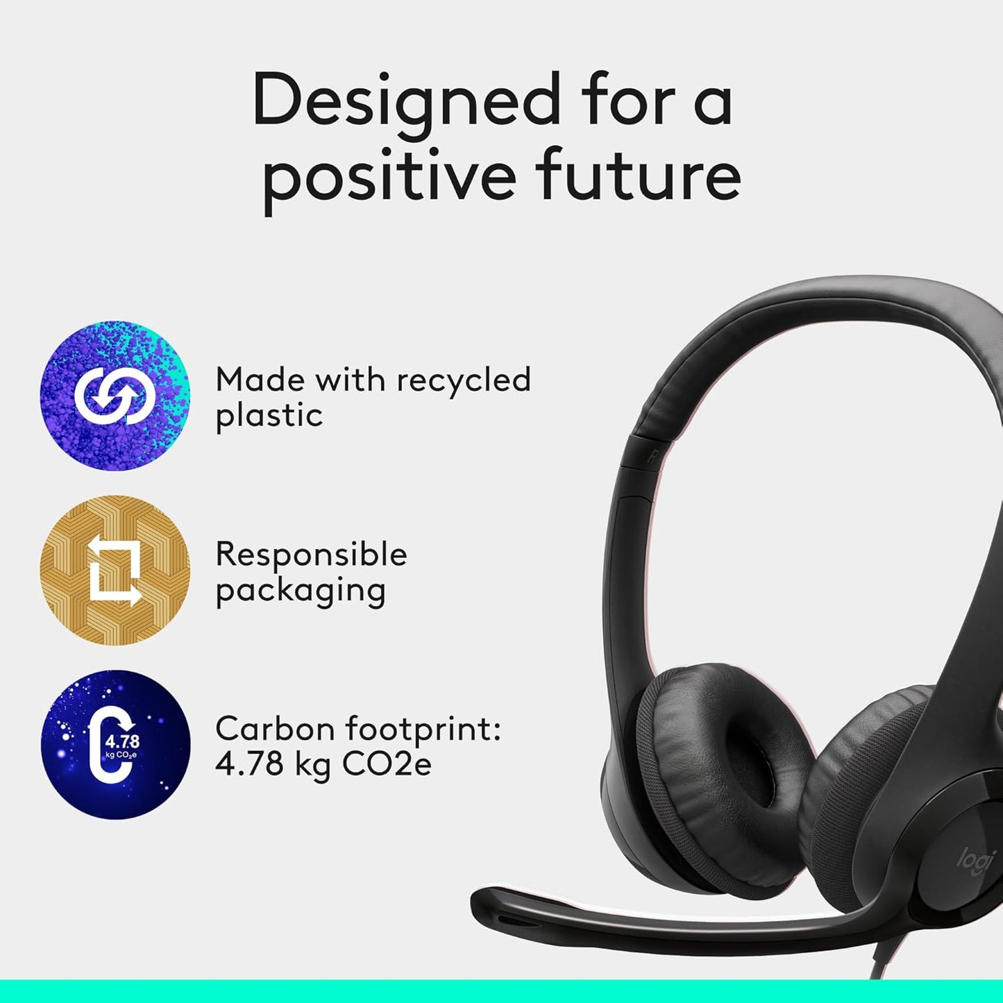 Logitech Zone 301 Wireless Bluetooth Headset with Noise-Canceling Microphone, Compatible with Windows, Mac, Chrome, Linux, iOS, iPadOS, Android – Graphite