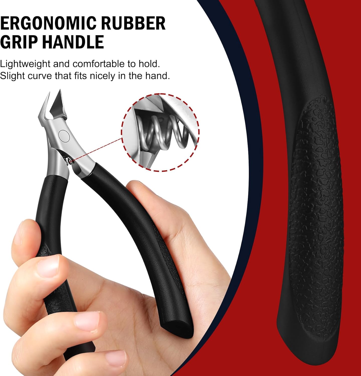 FVION Toenail Clippers for Ingrown Toenail Prevention, Straight Blade Podiatrist Nail Clippers for Thick Nails, Ergonomic Finger Nail Clippers for Adults, Seniors, Men and Women (Black)