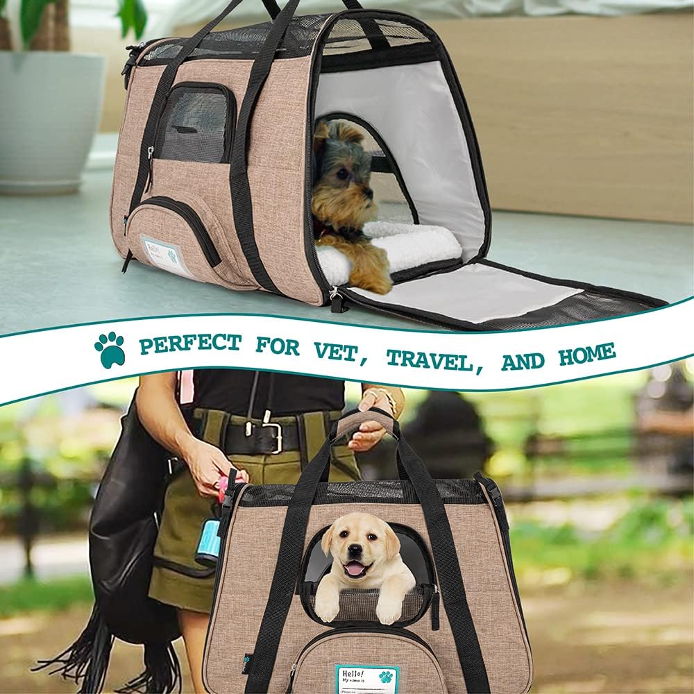 Premium Airline Approved Soft-Sided Pet Travel Carrier by PetAmi | Ventilated, Comfortable Design with Safety Features | Perfect For Plane or Car | Ideal for Small to Medium Sized Cats, Dogs, and Pets
