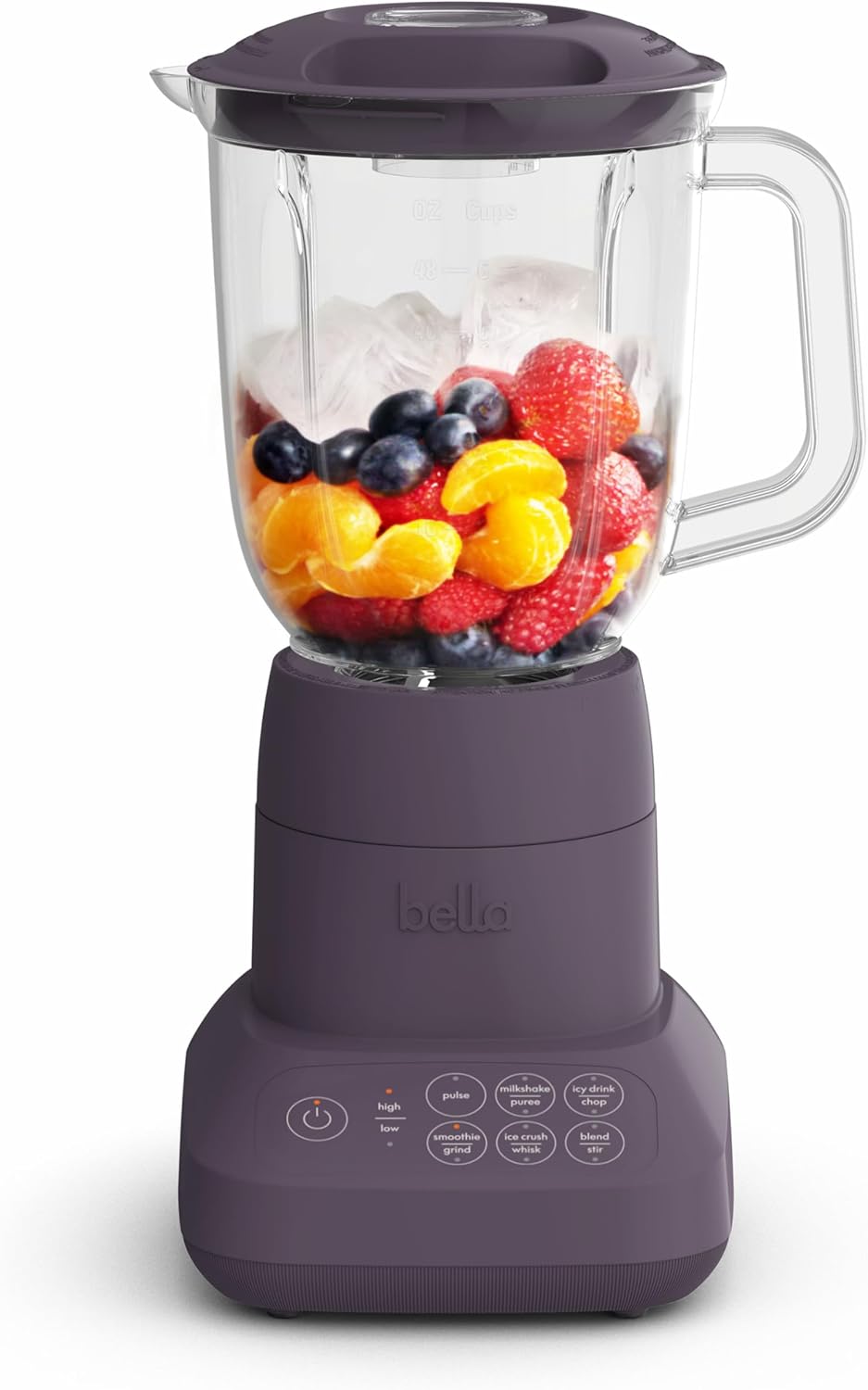 Bella 10-Speed Countertop Blender, Juicer and Smoothies, Fits Anywhere™, Slim Design with Lid and Lid for Dishwasher Stainless Steel Carafe, 450W, Surf