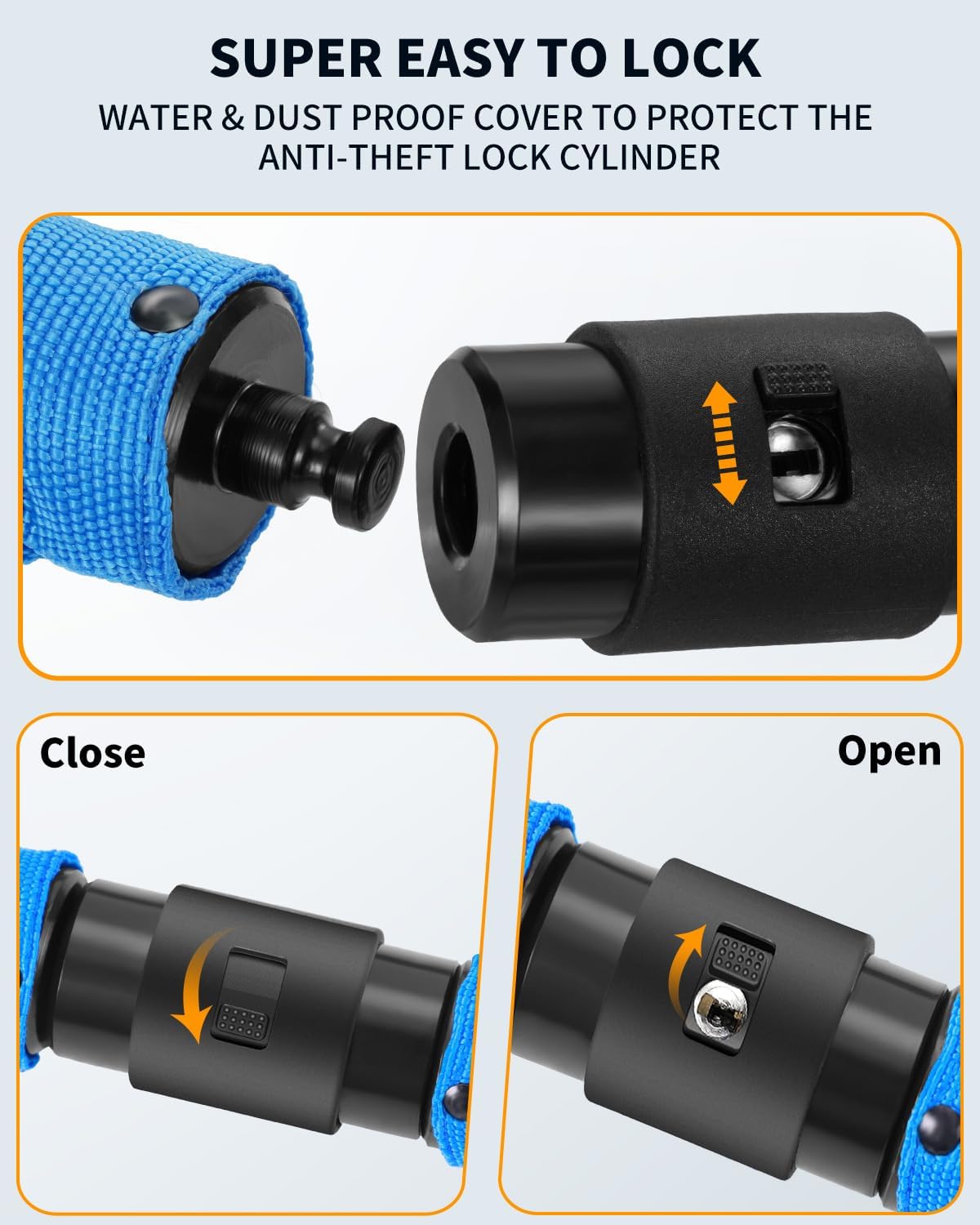 Sportneer Bike Lock Anti-Theft Bicycle Chain Lock Heavy Duty 0.32inch/8mm Thicker Motocycle Lock High Security with 2 Keys for Bike, Scooter, Moto, Door, Gate Fence