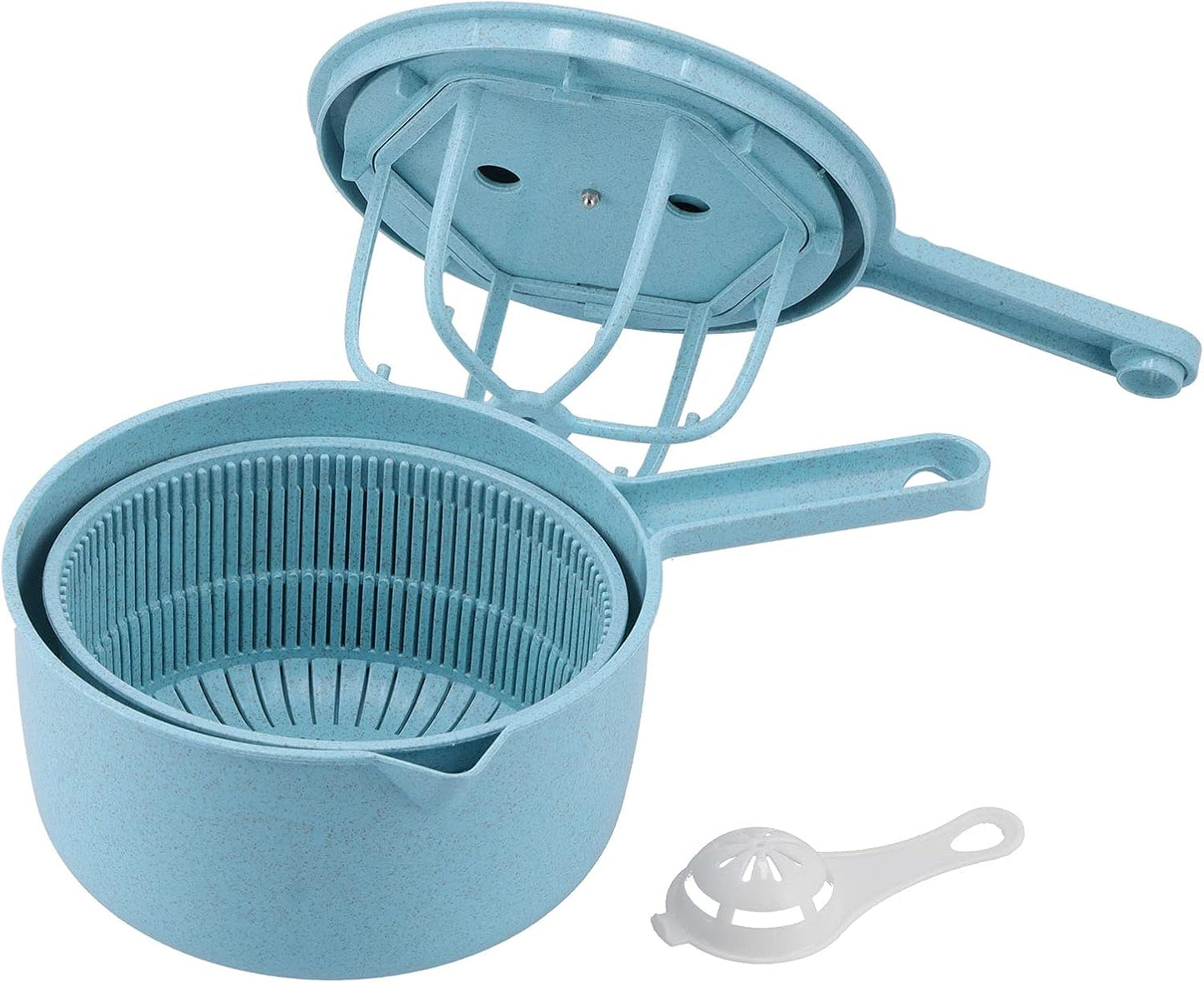 Salad Spinner, Vegetable Drainer, Manual Salad Dehydrator for Washing, Cleaning & Drying Greens, Vegetables, Fruits, Vegetable Washer Dryer Drainer Strainer with Bowl & Colander(Blue)