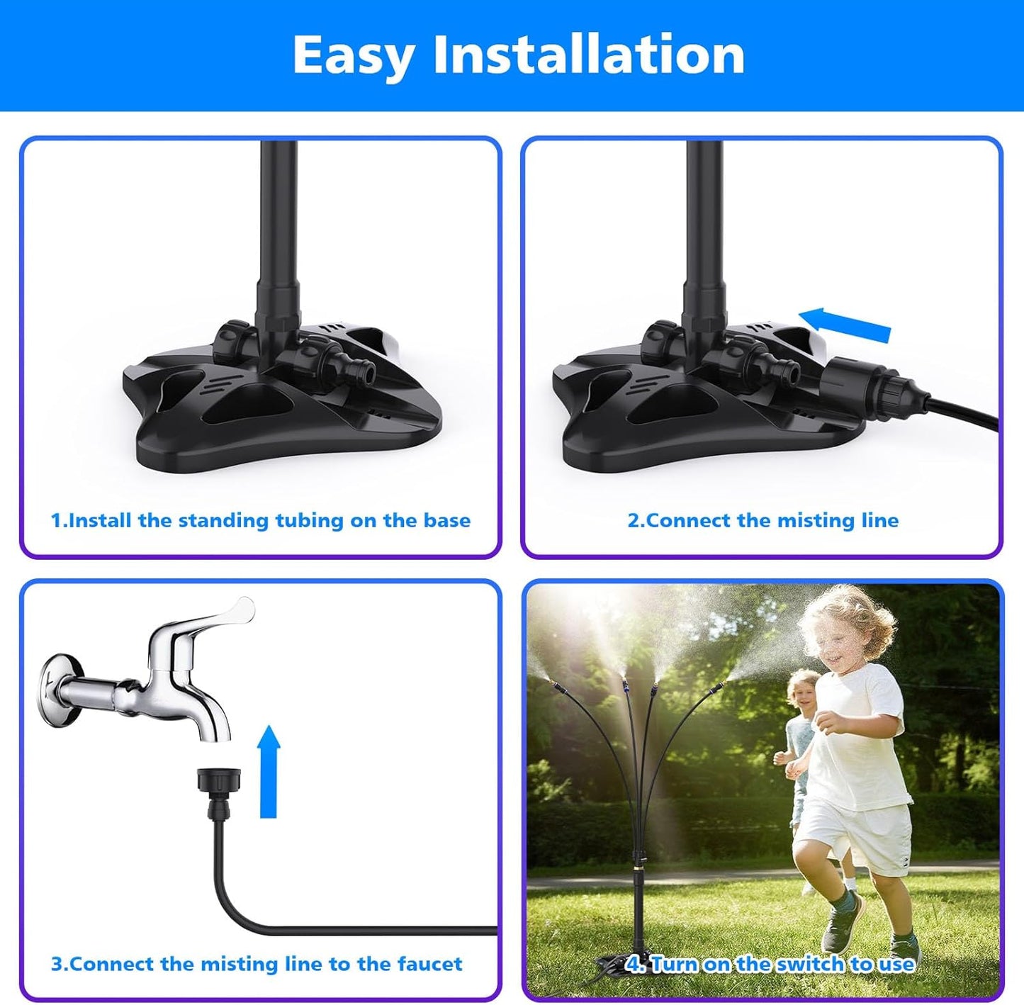 Misters for Outside Patio - Standing Mister for Cooling Outdoor, 26.2FT(8M) Portable Misting System for Garden Backyard BBQ Party Tanning Pool Beach Cooling & Water Playing