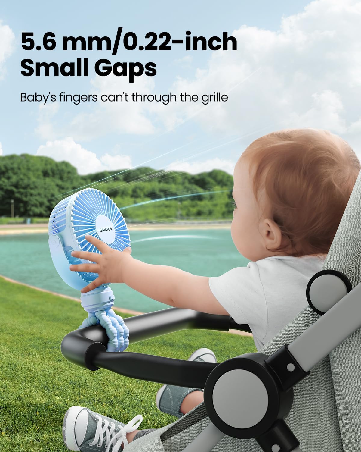 Gaiatop Mini Portable Pram Fan, Rechargeable Small Clip on Fan for Stroller, Detachable 3 Speed 360 Degree Rotate Flexible Tripod Handheld Desk Cooling Car Seat Crib Treadmill Travel Black