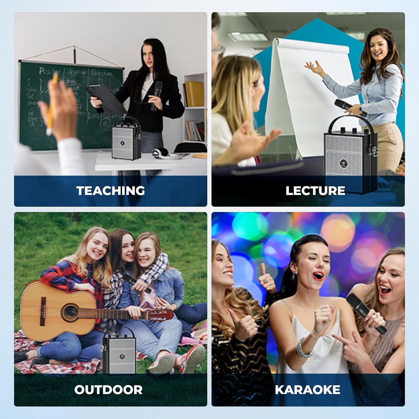 Wireless Voice Amplifier with Handheld Microphone, Portable Bluetooth Speaker Microphones with Teachers & Events, Wireless Karaoke Mic for Singing, PA System with Echo & Sound Effects S98 Pro