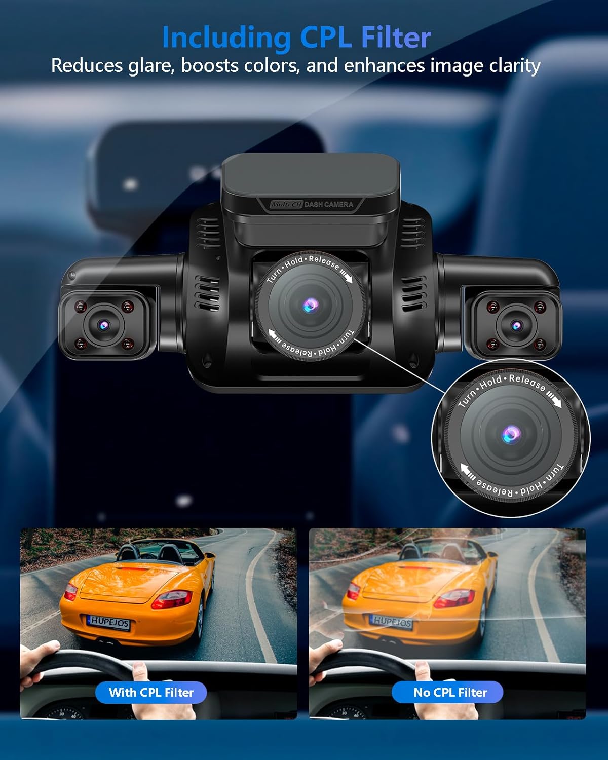 AI Dash Cam, 4 Channel Dash Cam Front and Rear, 4K Dash Camera with Driver Monitor System, Car Camera with 128GB SD Card, 360° Camera for Cars Built-in WiFi GPS, Night Vision, 24H Parking Mode V8Pro