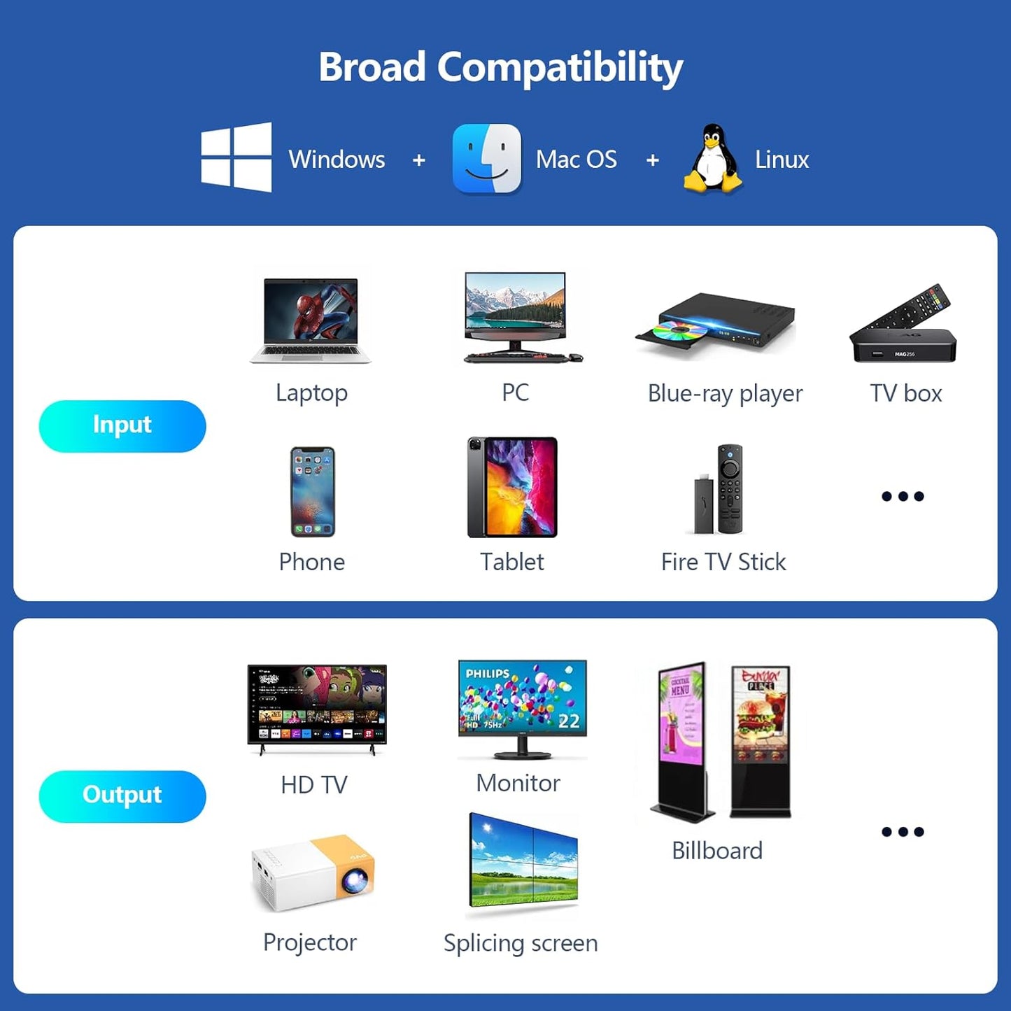 HDMI Video Wall Controller, RIUIIN TV Wall Controller, 4K TV Wall Processor, 180° Rotation, Audio, IR Remote, 2x2,1x2,1x3,1x4,2x1,3x1,4x1, Make 4 tv Screens into Wall Display