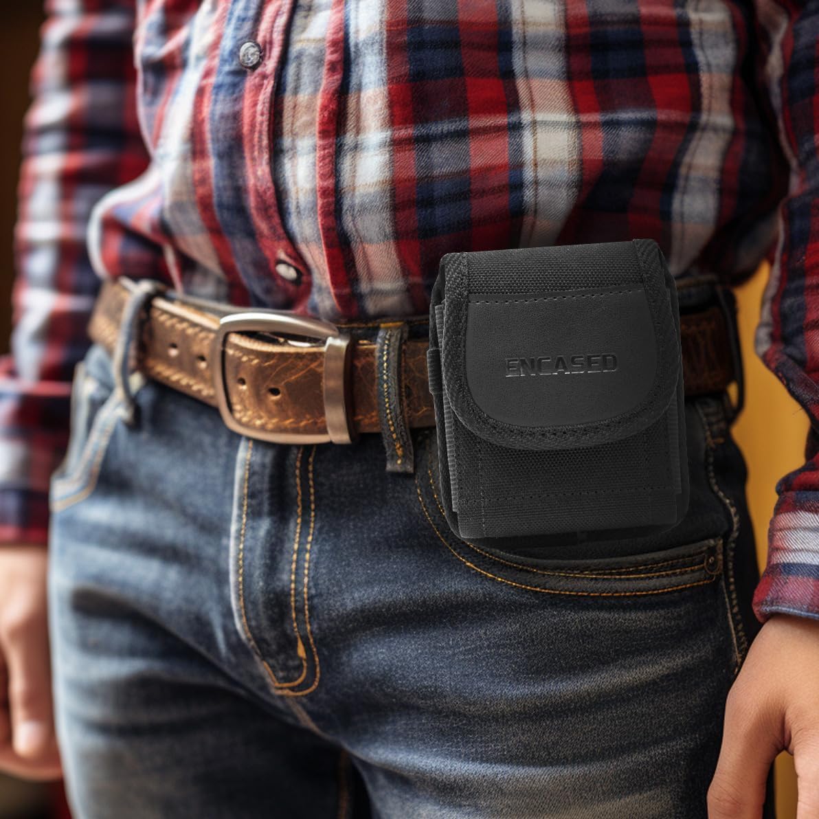 Encased XL Cell Phone Pouch Holster Compatible with Samsung Galaxy S21 / S22 /S23/S24 Ultra, iPhone 12/13/14/15/16 Pro Max Belt Clip Holder (Large Case Compatible)