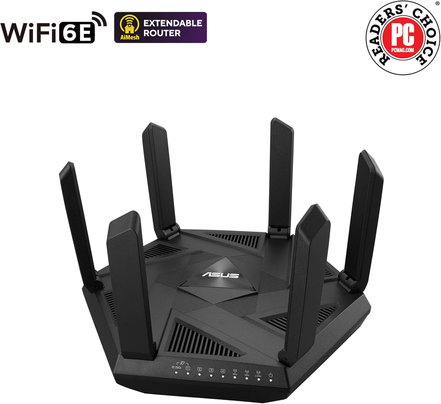 ASUS RT-BE86U BE6800 Dual-Band WiFi 7 Router, Supports 4096-QAM, MLO, AI WAN Detection, AiMesh, Subscription-Free Network Security, and Comprehensive VPN Features, Guest Network Pro, Gaming