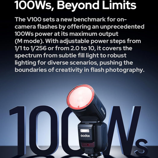 Godox V100C V100-C 100Ws TTL Flash for Canon Cameras, 400 Full Power Flashes, 1.7s Recycle Time, 2.4G Wireless with External Flash, Touchscreen Flash for Canon EOS Cameras (Godox V100C) - PuriLite