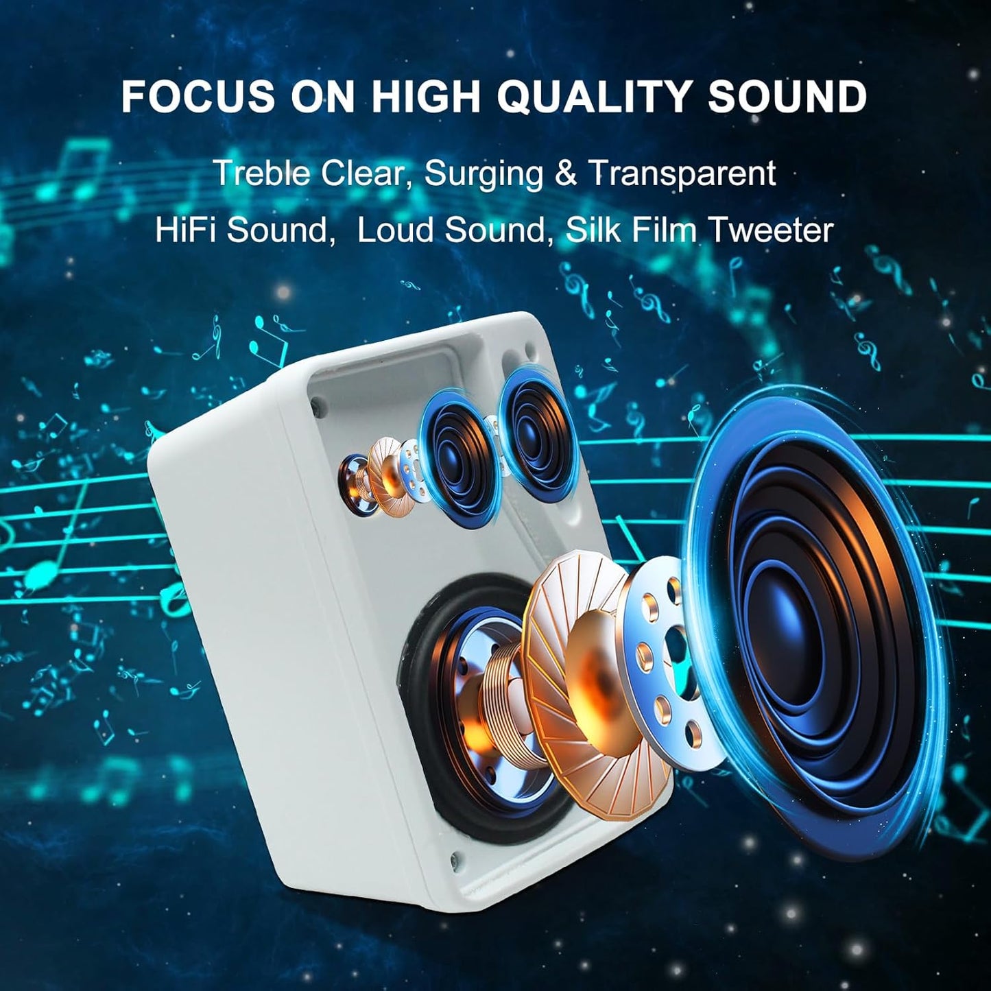 Herdio 3.5 Inch Passive Outdoor Speakers Wired Waterproof, 200W 3 Way Premium Mountable Wall Mount Speakers with Superior Sound, All-Weather Durability, for Patio Marine Boat Garage Indoor(White Pair)