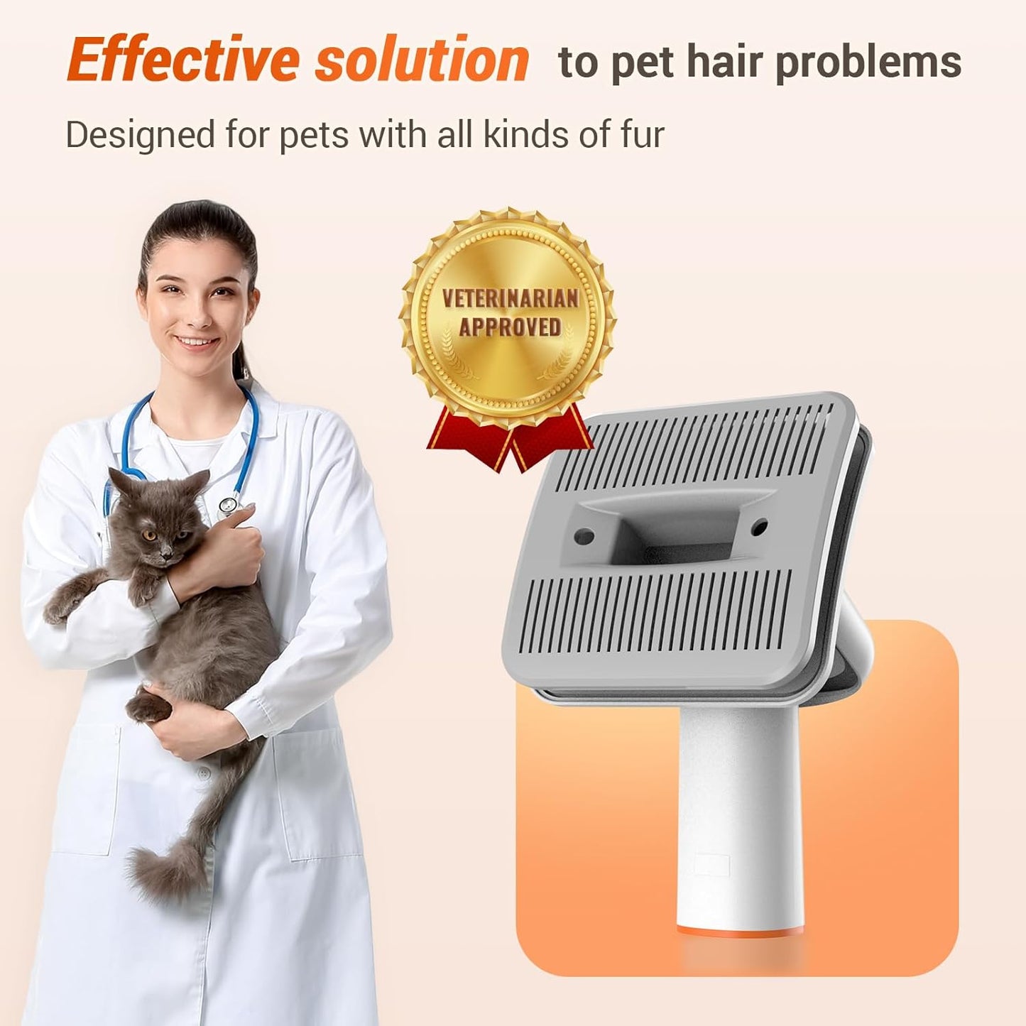 Afloia Dog Brush Vacuum Attachment, Cat Brush, Pet brush Innovative Pet Grooming kit, 1-1.5'' Hoses Diameter Universal Adapter Compatible with Most Round Vacuum Cleaners like Bissell, Eureka etc.…