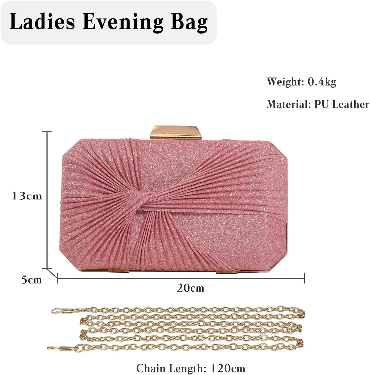 CORIOS Pleated Evening Bag Sparkly Sequin Clutch Bag for Women Sparkly Handbag Bridal Wedding Purse Elegant Crossbody Bag