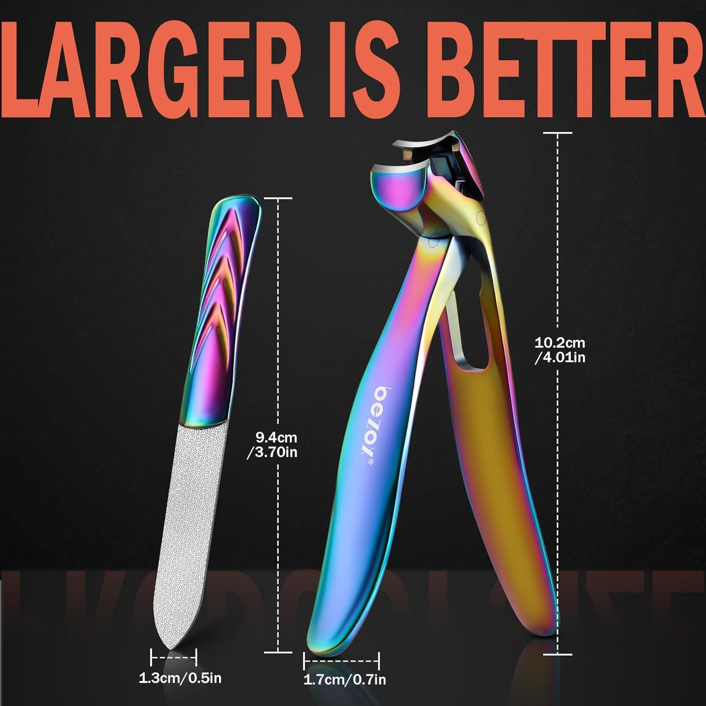 BEZOX Angled Head Nail Clippers for Seniors - Ergonomic Toenail Clipper for Thick Nails, Premium Steel Nail Cutter Trimmer with Catcher for Men and Women - Black