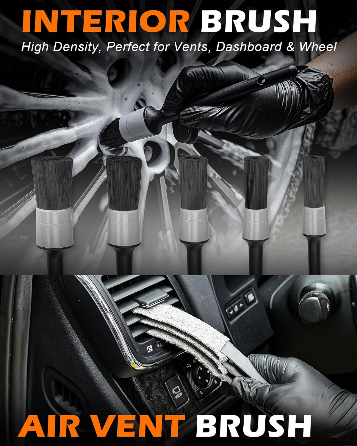 20Pcs Windshield Cleaner Tool - Car Interior Detailing Brush Kit with 200g Cleaning Gel, Microfiber Car Wash Mitt, Dash Duster & 2-Sided Scrubber, All-in-One Inside Car Cleaning Supplies Tool