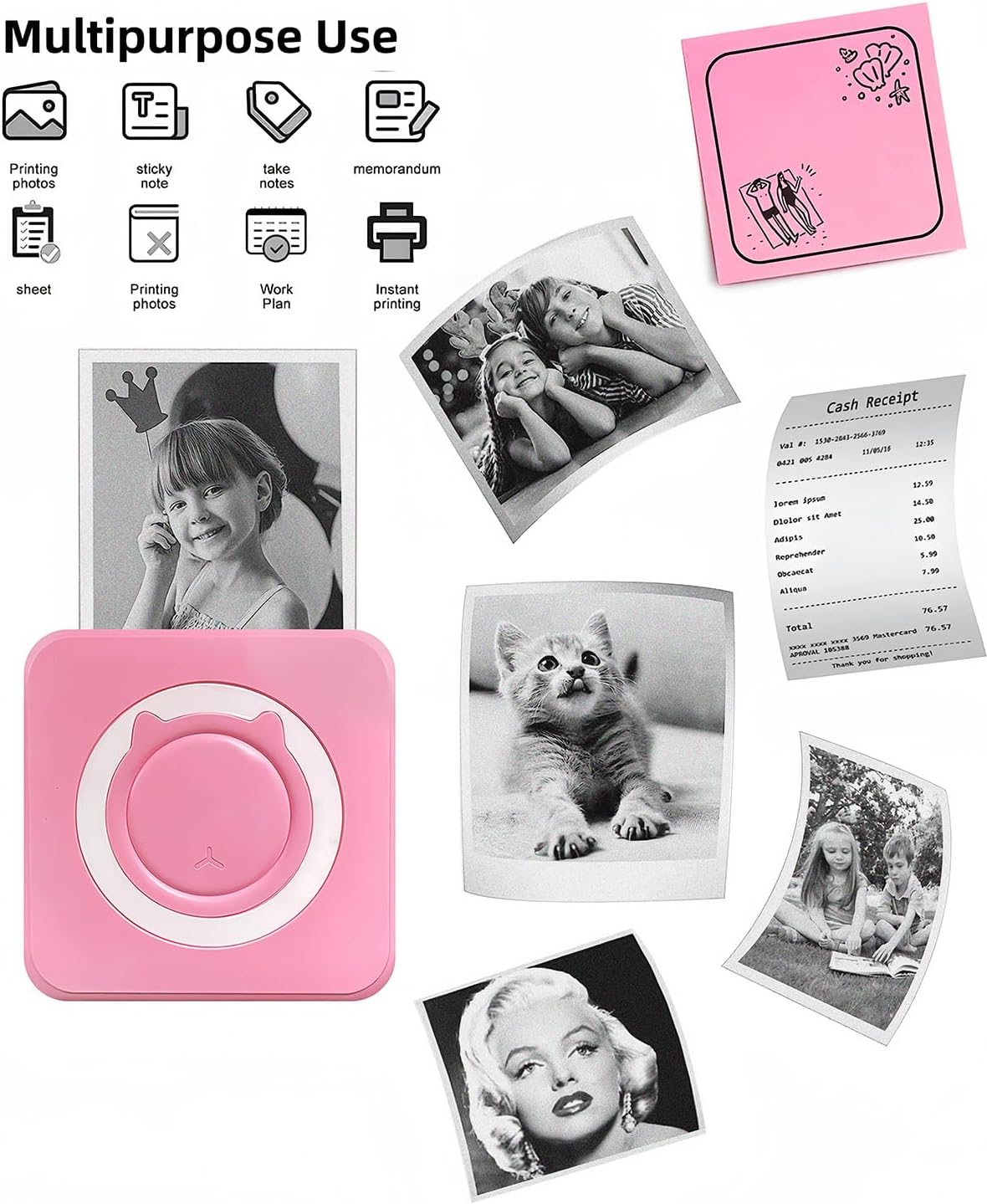 Label Maker - Mini Portable Sticker Printer with 13 Rolls Self-Adhesive Thermal Papers, Labeller Machine for Home Office Study Business Texts Journal, Blue