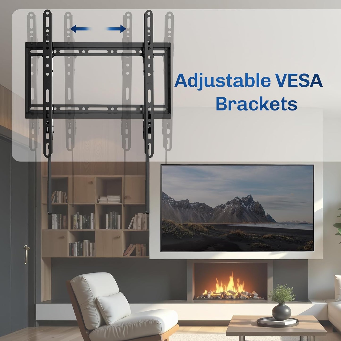 VIVO Extra Large Heavy Duty 43 to 100 inch LCD LED Curved and Flat Panel Screen, TV Wall Mount Bracket with Max 800x400mmmm VESA, Black, MOUNT-VW100F