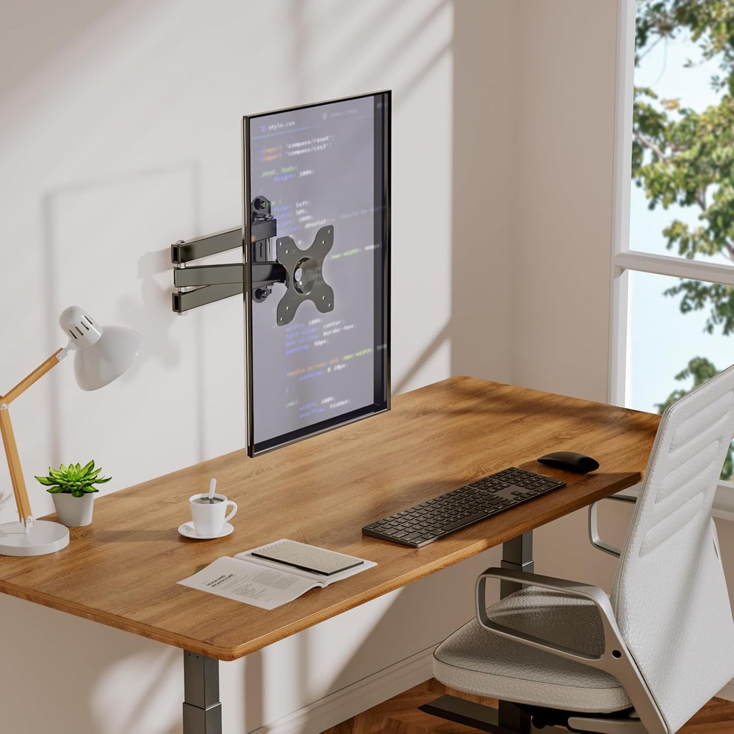 WALI TV Wall Mount, Swivel Tilt Rotate Full Motion TV Mount with Articulating 15" Extension Arm for Most 13-32 Inch LED LCD Flat Curved Screen TVs & Monitors, Mounting Holes up to 100x100mm, Black