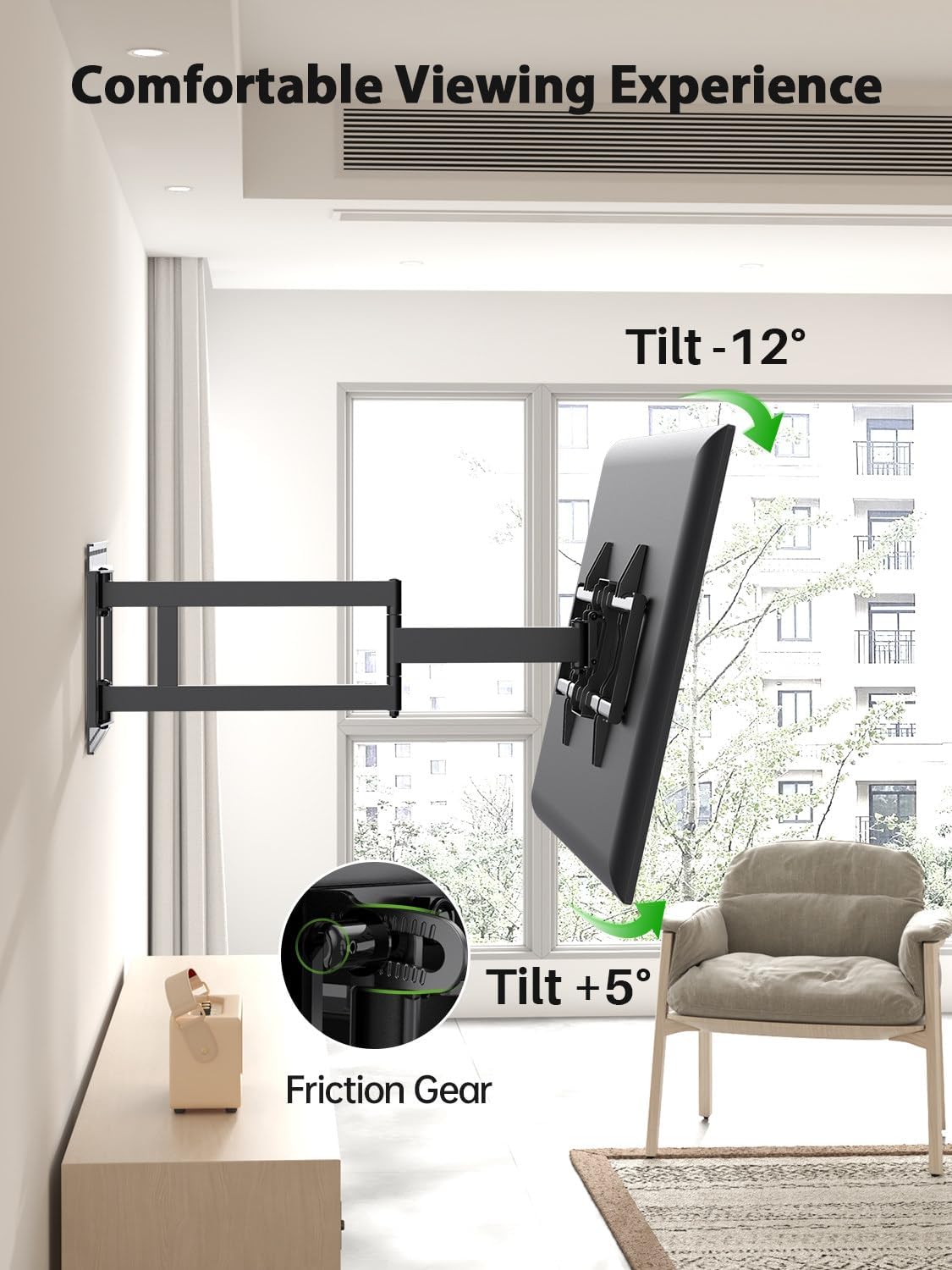 USX MOUNT Long Arm TV Wall Mount for Most 42-90 Inch TV up to 150 Lbs, 40 Inch Extension Full Motion TV Mount Swivel Tilt, Wall Mount TV Bracket Fit Wood Stud up to 24 Inch, Max VESA 800x400mm, XML035